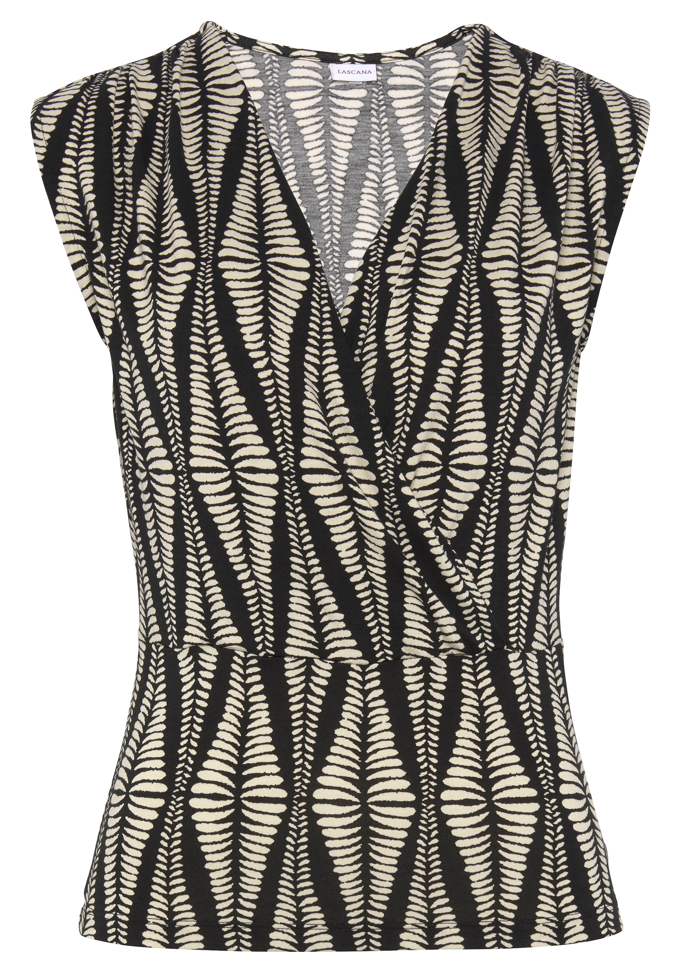 LASCANA Shirttop, mit Raffungen an der Schulter, Jerseytop mit Alloverprint