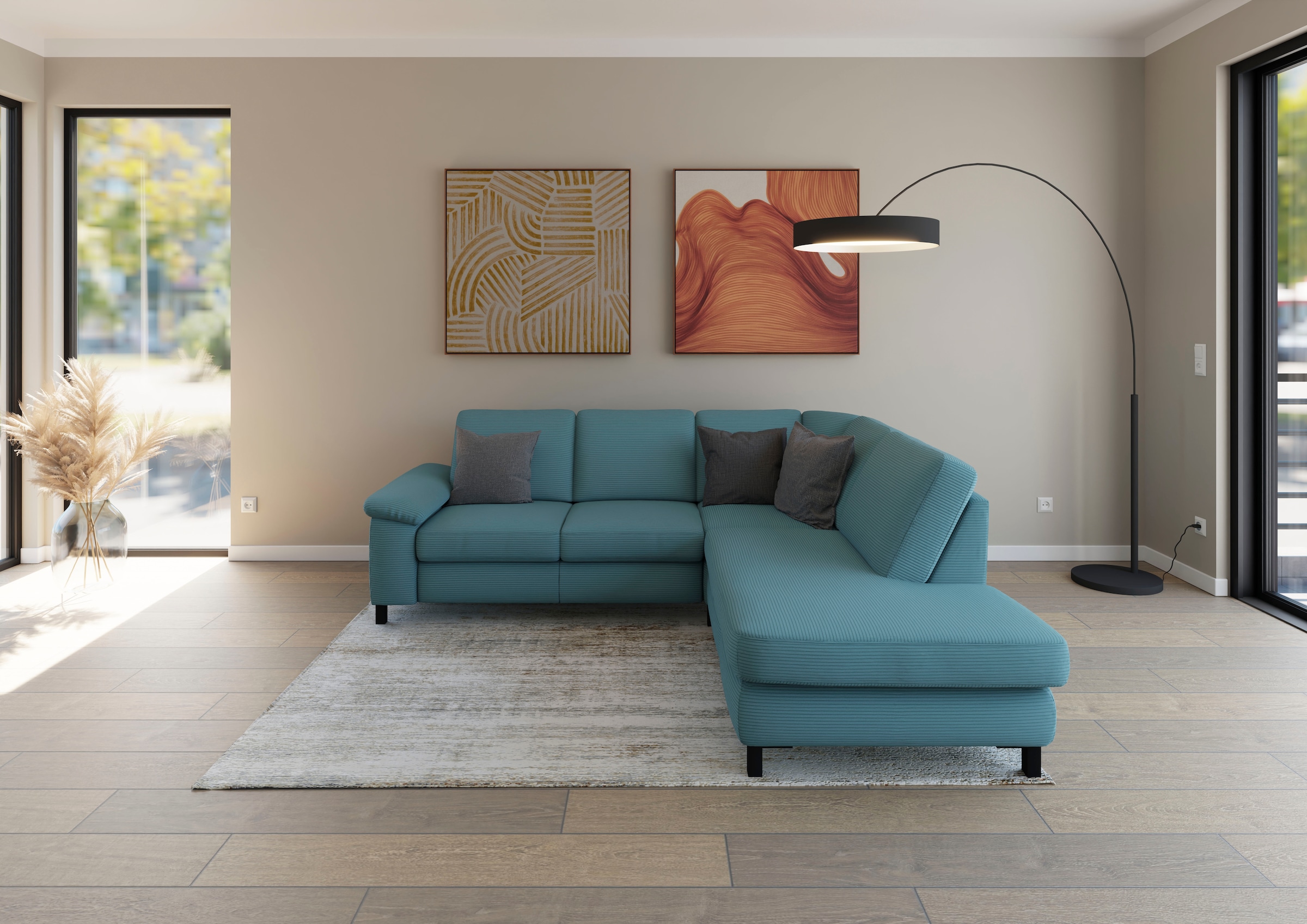 Musterring Ecksofa »MR365« Mit aufliegender 28 cm Armlehne,wahlweise in 3 Materialien,240 x 219cm