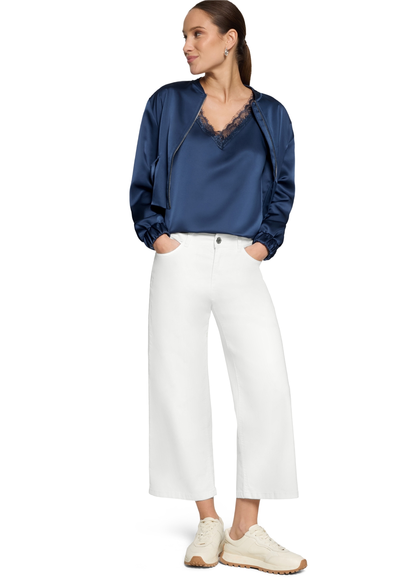 Zero Spitzenbluse »Basic-Top mit V-Ausschnitt«