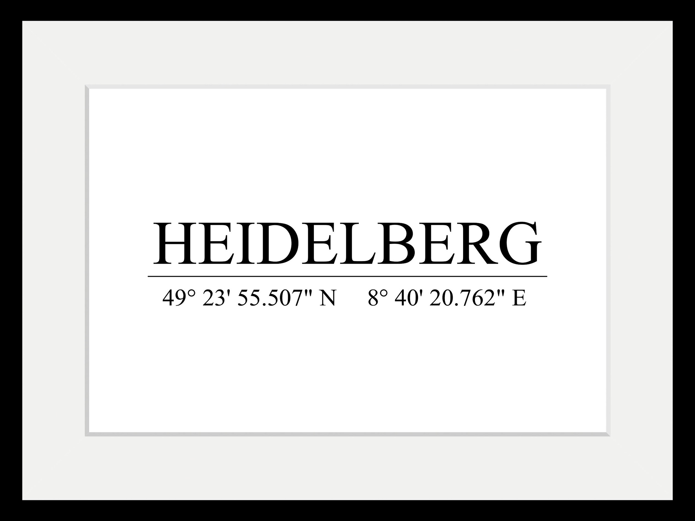 queence Bild »Heidelberg«, Städte-Schriftzug-Deutschland-Stadt-Schwarz-Weiß, (1 St.), HD Premium Poster-Druck inkl. Holzrahmen