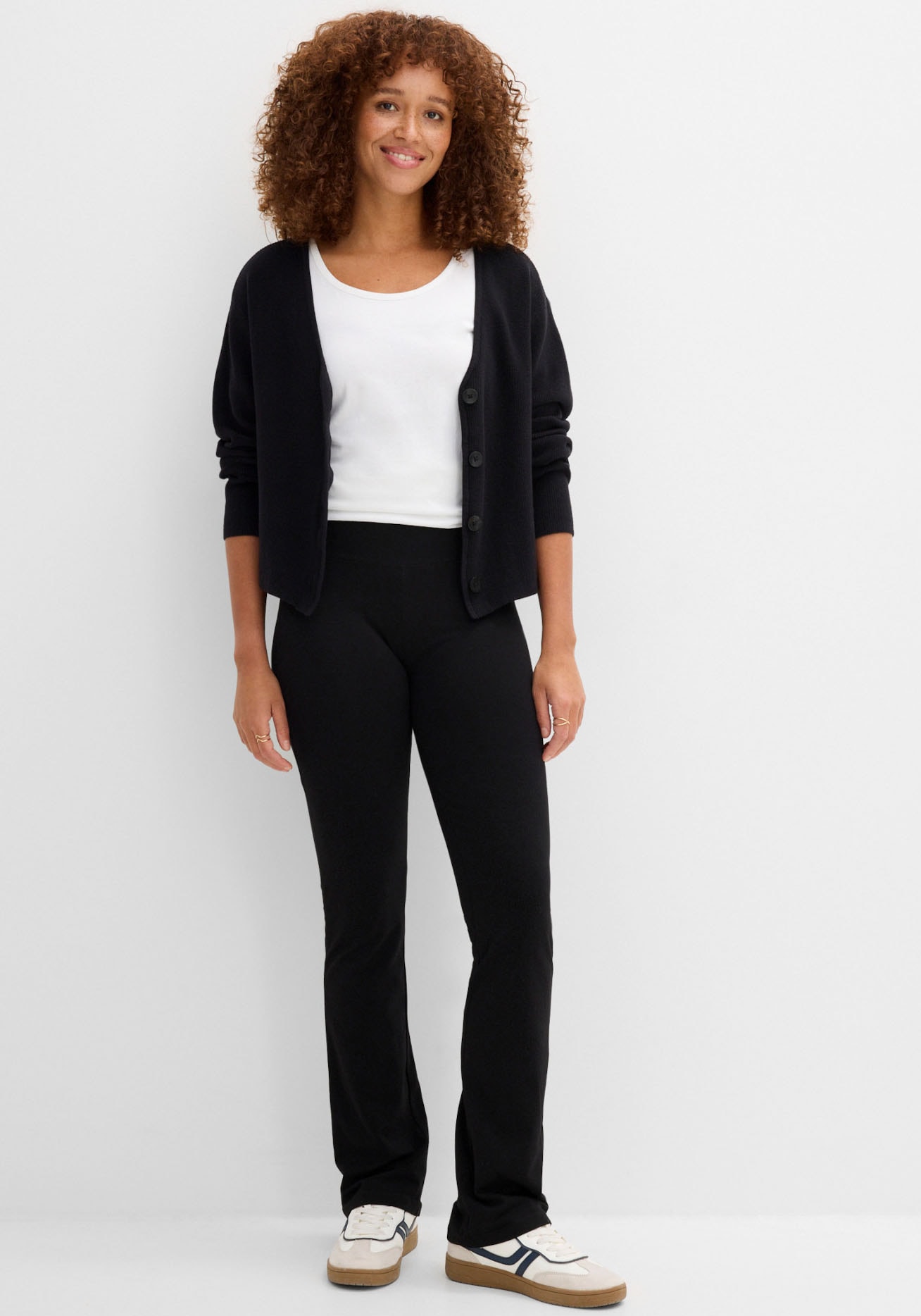 bonprix Leggings »Baumwoll-Leggings, Flared Leg«  aus Baumwolle, mit elastischem Bund, Skinny Fit, unifarben