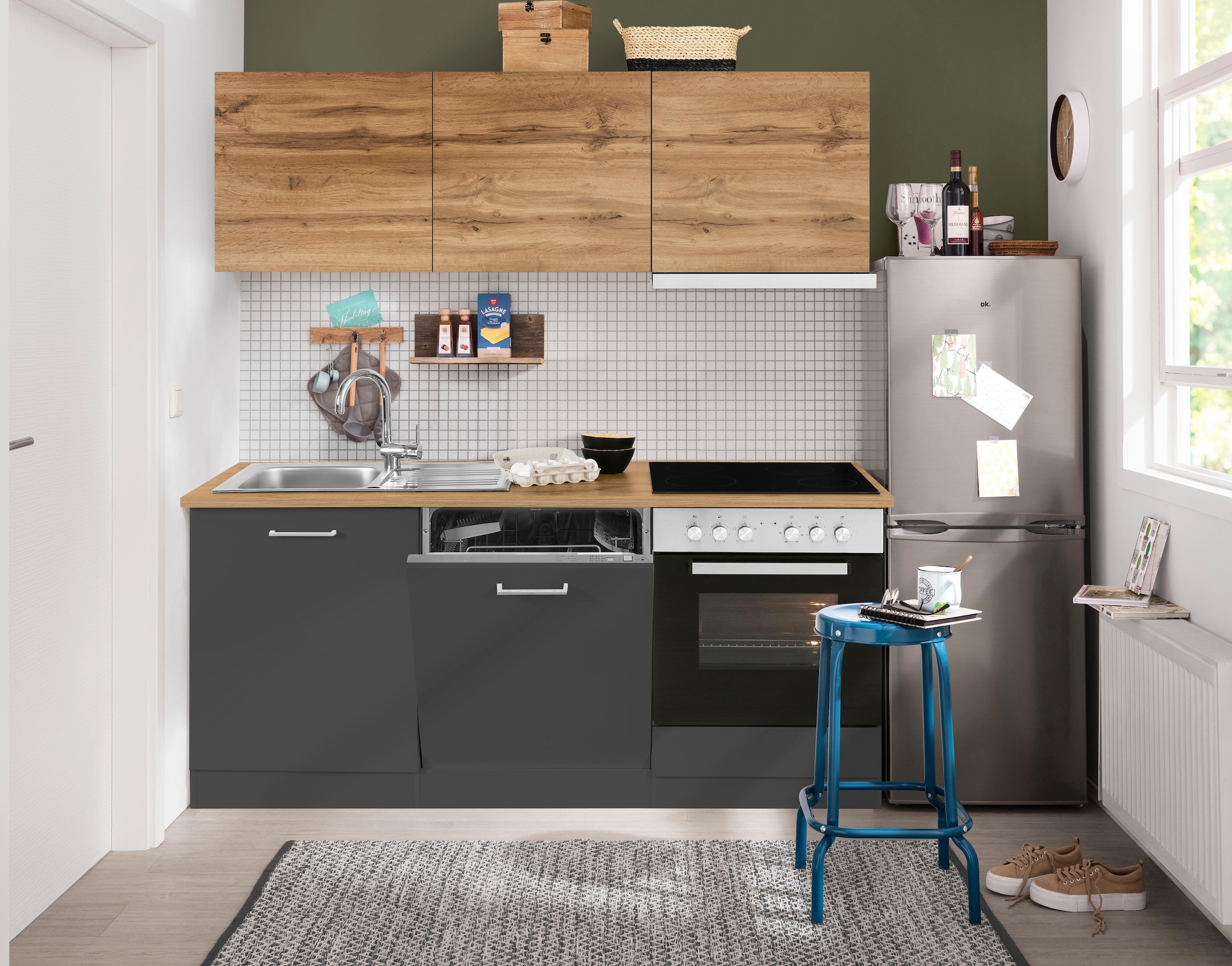 KOCHSTATION Küchenzeile »KS-Kehl«, mit E-Geräten, Breite 180 cm, inkl. Geschirrspülmaschine