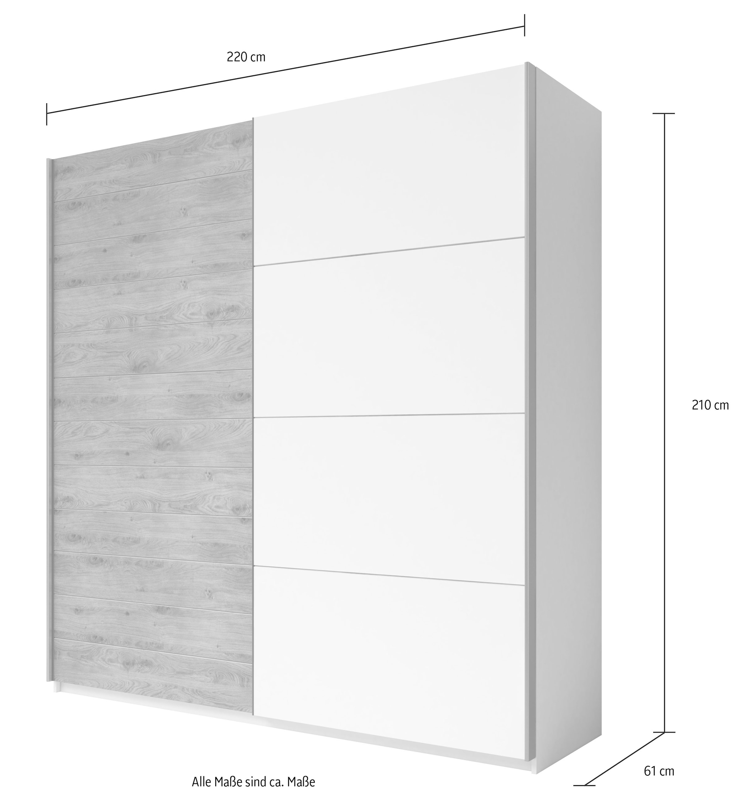 INOSIGN Schiebetürenschrank »Galaxy Breite 200,220 oder 270cm breit, Kleiderschrank, Wäscheschrank«, INKLUSIVE kompletter Innenausstattung, Metallgriffe