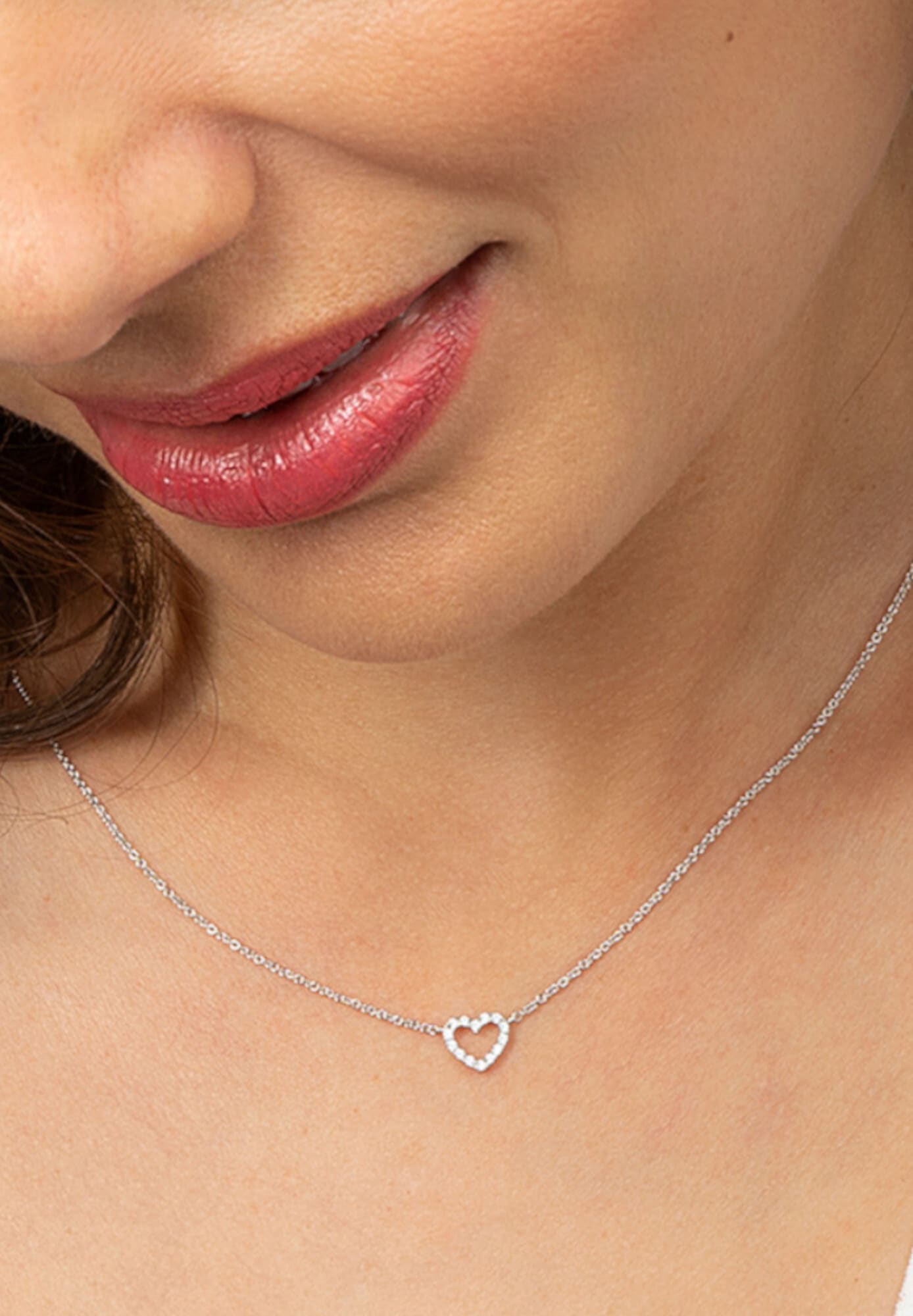 ONE ELEMENT Silberkette »Zirkonia Herz Halskette aus 925 Silber   45 cm«