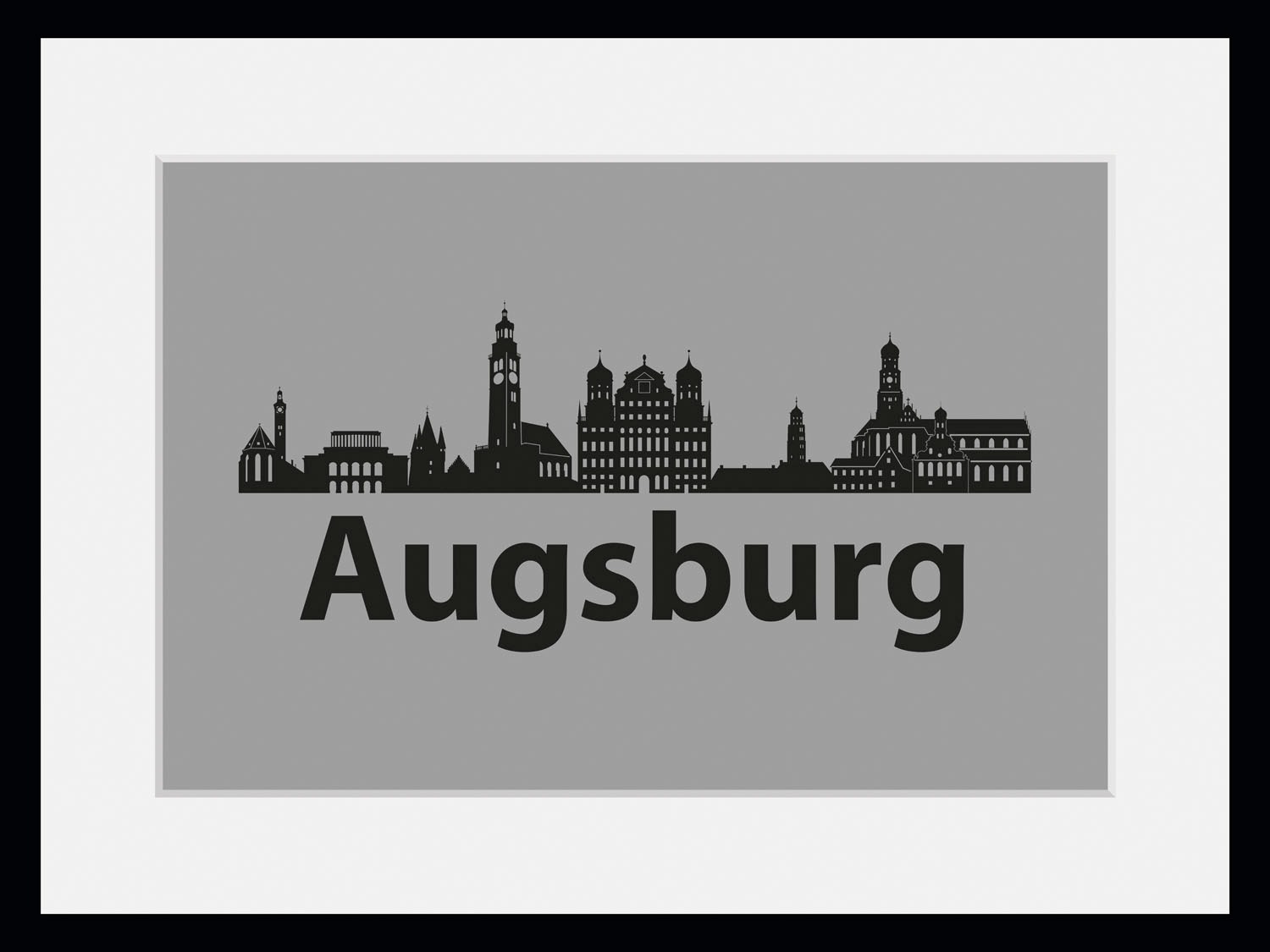 queence Bild »Augsburg Skyline«, Städte-Stadt-Deutschland-Gebäude, (1 St.), HD Premium Poster-Druck inkl. Holzrahmen