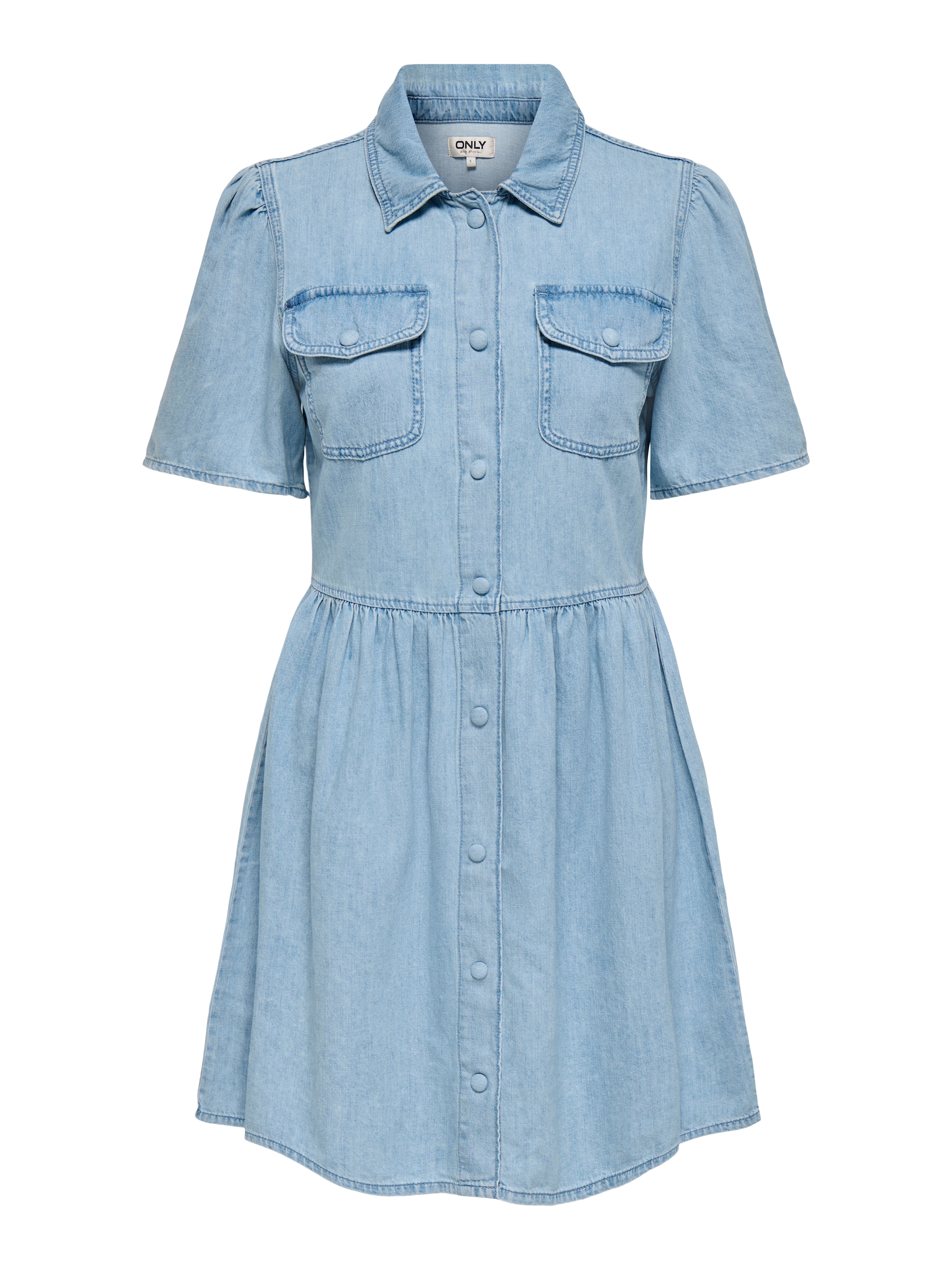 ONLY Jeanskleid »ONLEVELINE SS DNM DRESS AKM« Brusttaschen Baumwolle