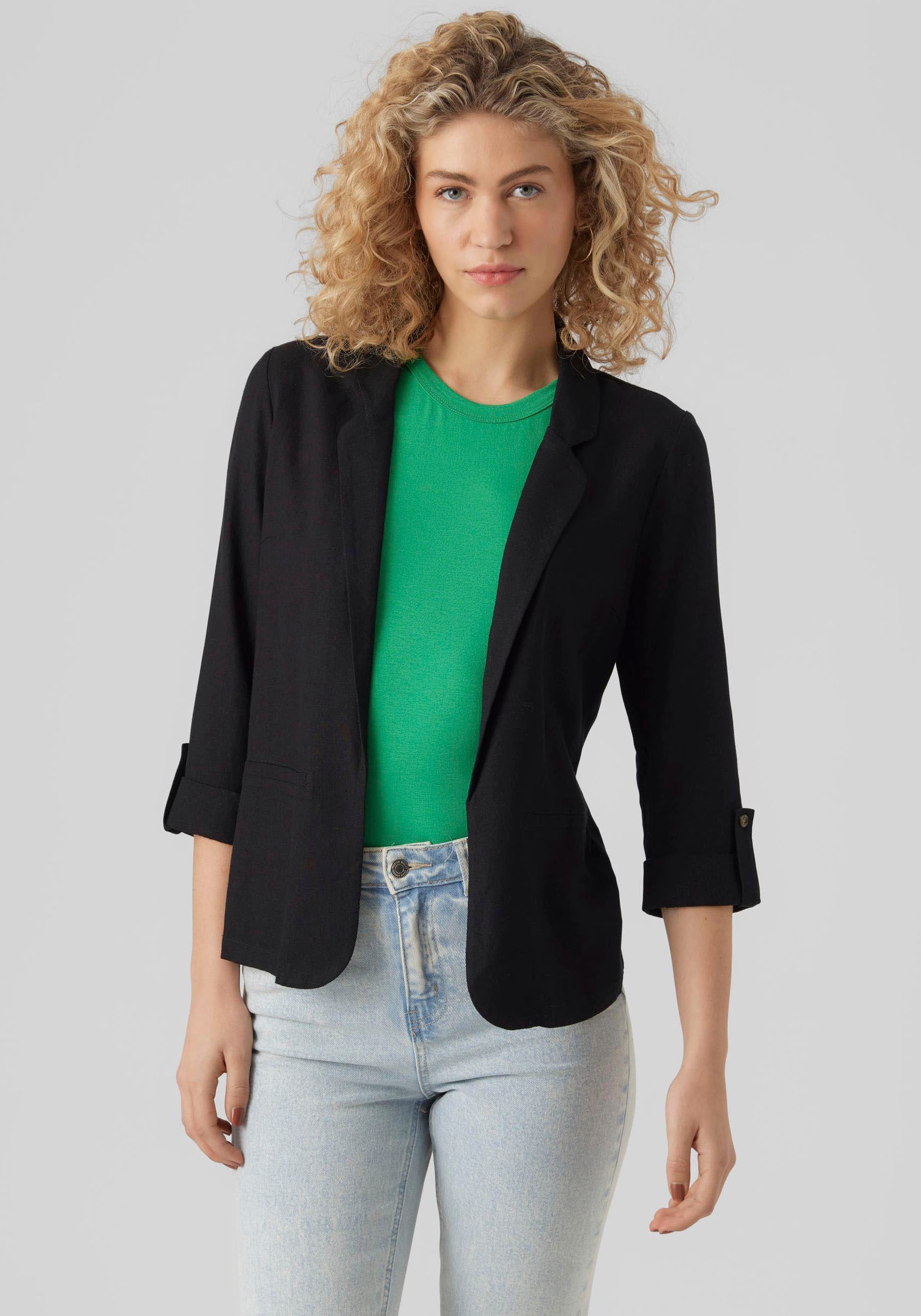 Vero Moda Kurzblazer »VMJESMILO 3/4 LOOSE BLAZER WVN GA NOOS«, mit Leinen