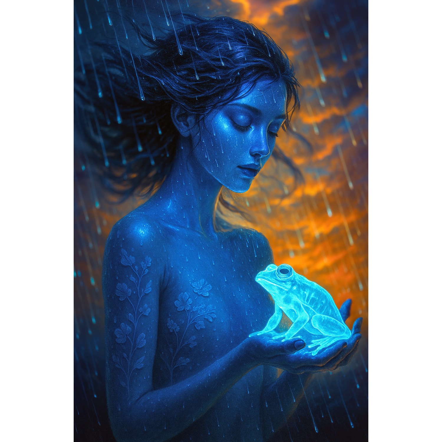 queence Acrylglasbild »Regenzauber«, Bilder von Frauen-Fantasy-Frau-Gemälde-Sterne-Kunst, (1 St.), Knallige, tolle Farben auf hochwertigem Acrylglas gedruckt