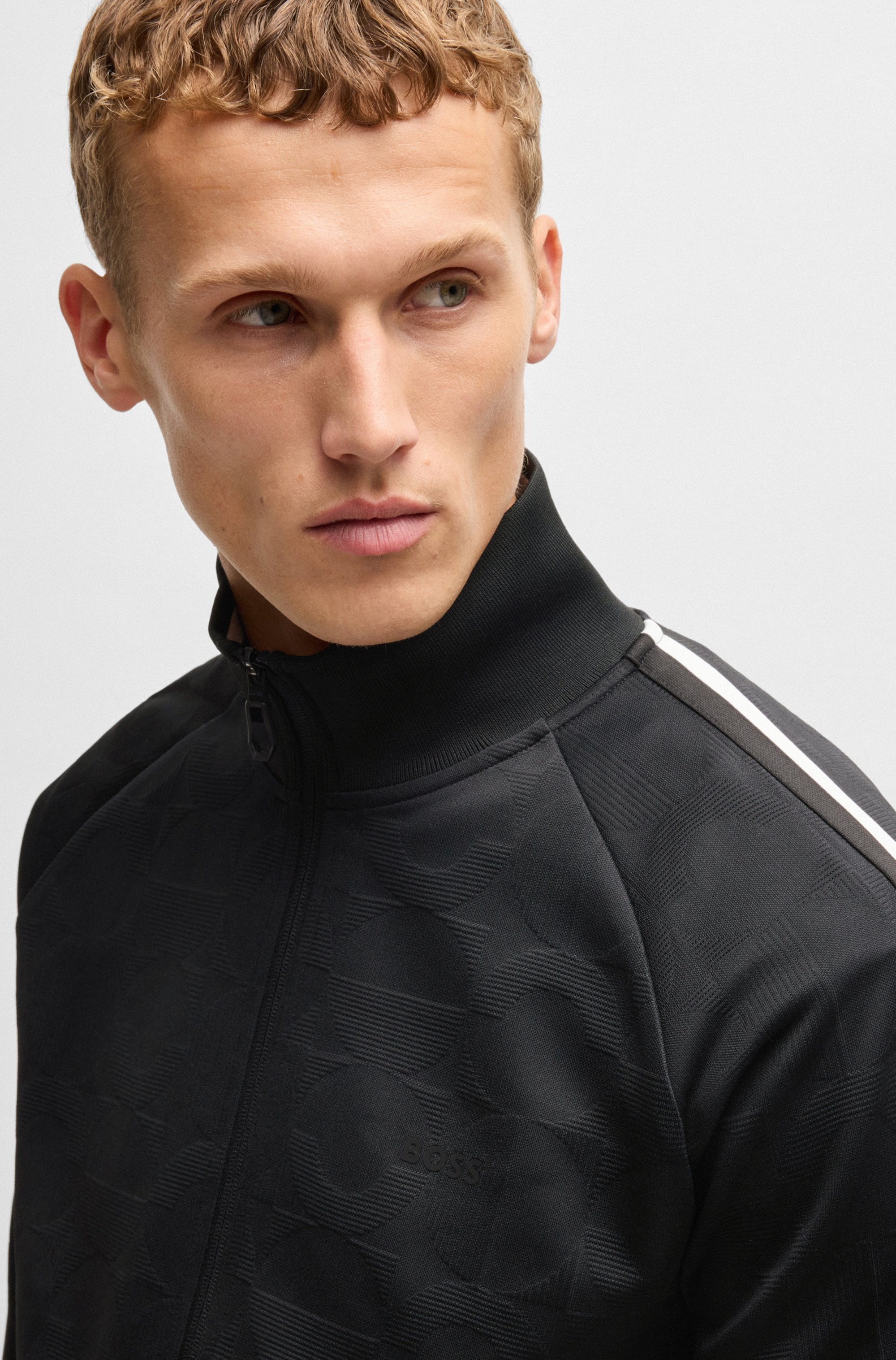 BOSS GREEN Sweatjacke »Skarley Strip«, mit dezentem Muster