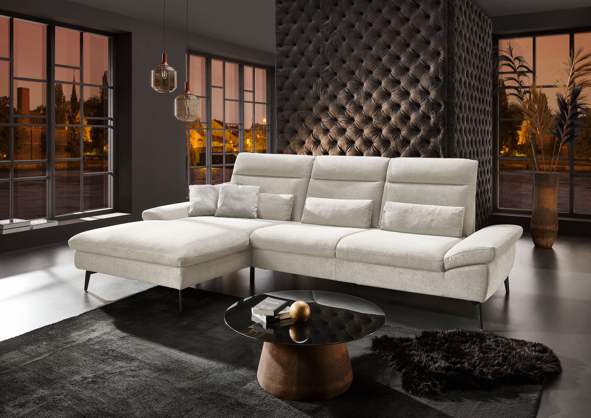 HUKLA Ecksofa »HU-HP22156 L-Form«, inkl. Kopfpolsterverstellung, optional mit Sitztiefenverstellung