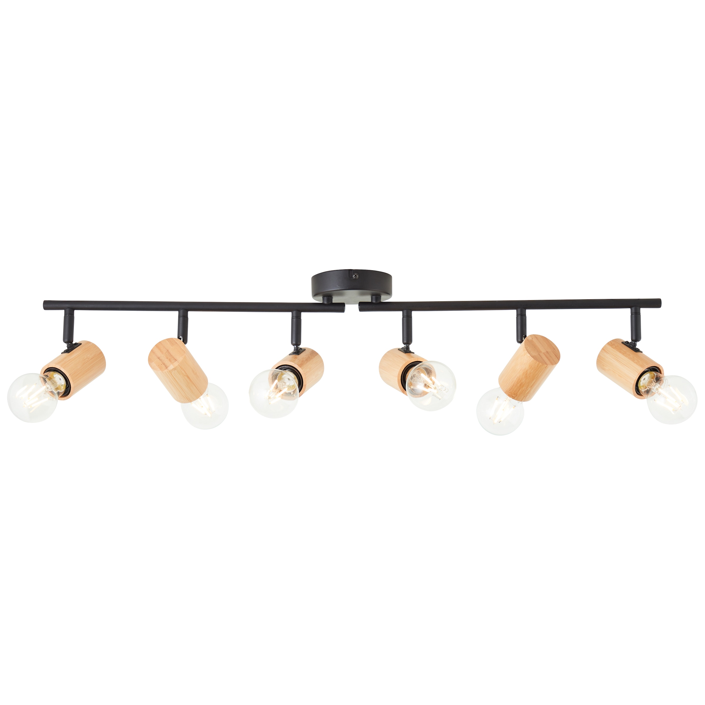 Brilliant Deckenstrahler »Kerry«, 6 flammig, Leuchtmittel E27 | ohne Leuchtmittel, Breite 77 cm, E27, Metall/Bambus, schwarz/natur