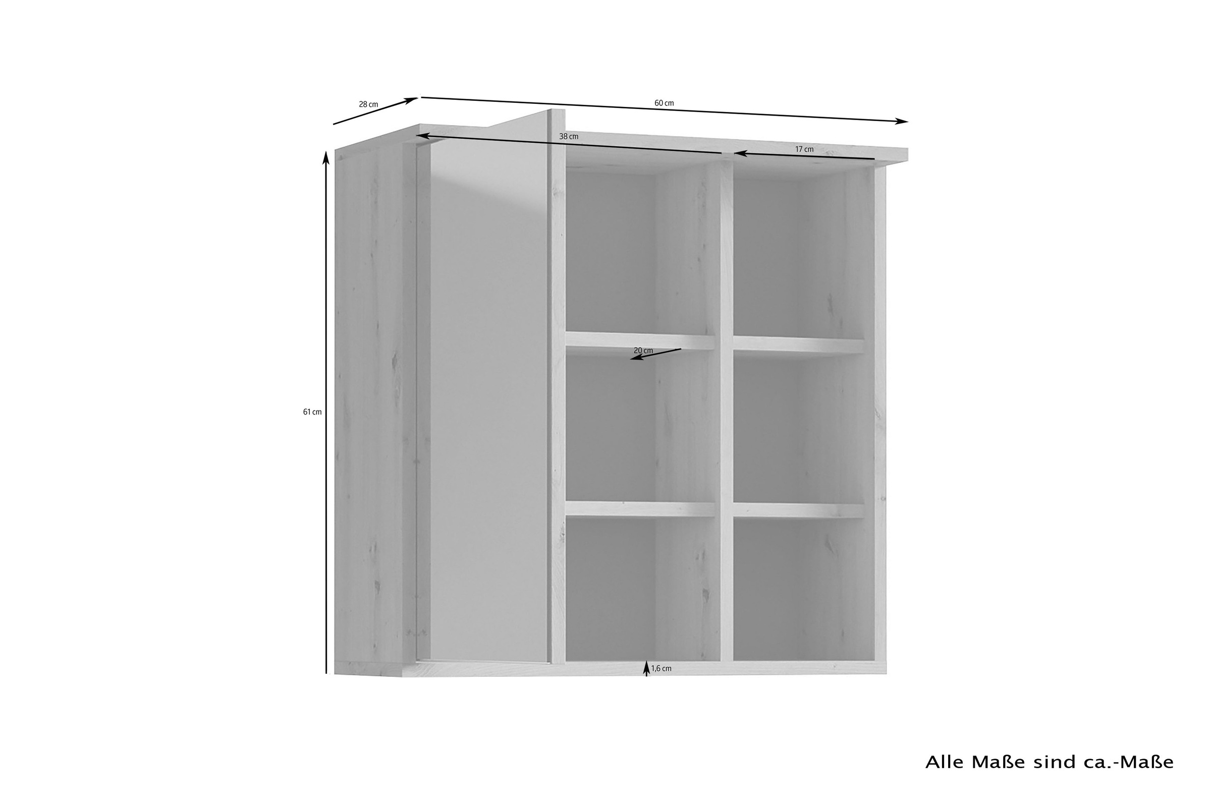 byLIVING Spiegelschrank »Wellness«, (1 St.), 60cm Badschrank mit LED-Leuchte, großem Spiegel und viel Stauraum