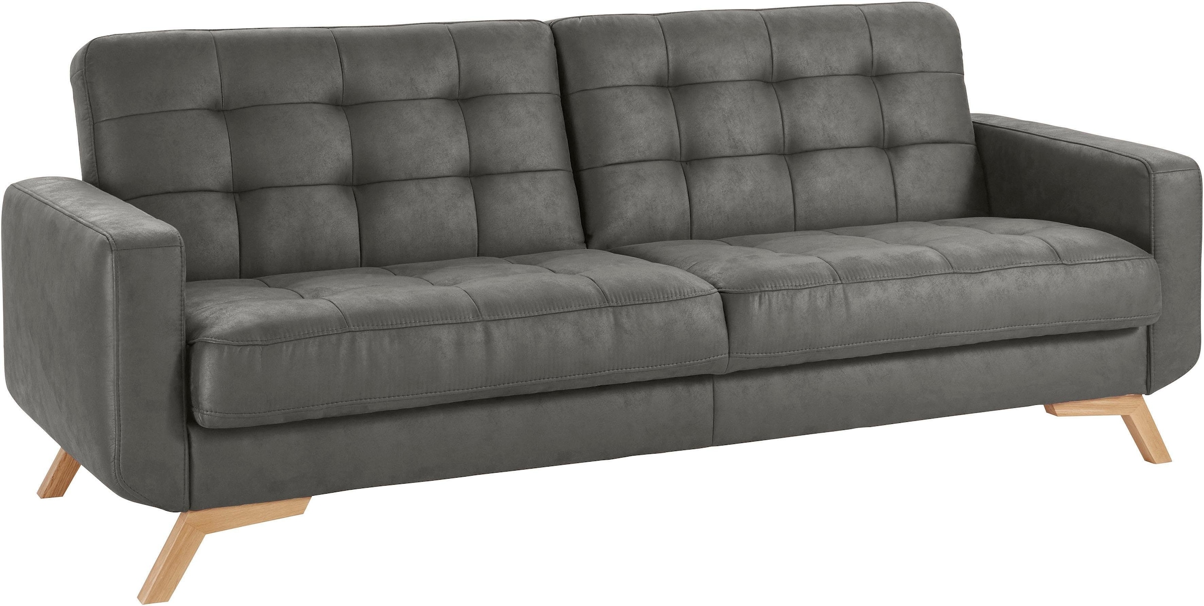 exxpo - sofa fashion 3-Sitzer »Fiord, aktuelles Design, tolle Detailverarbeitung im Sitz und Rücken«, bequem, wahlweise Kippcouch mit Bettfunktion und Bettkasten, Holzfuß