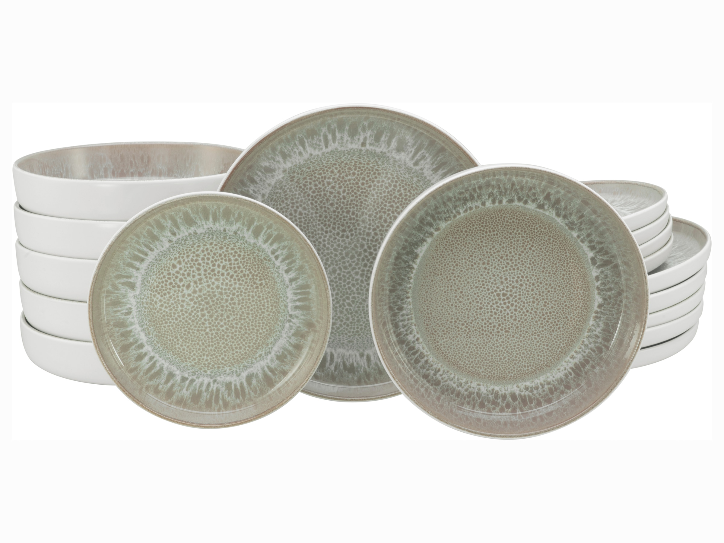 my home Teller-Set »modernes Geschirr-Set, Service Nydala« hohe Haltbarkeit, spülmaschinen- & mikrowellengeeignet, Reaktivglasur