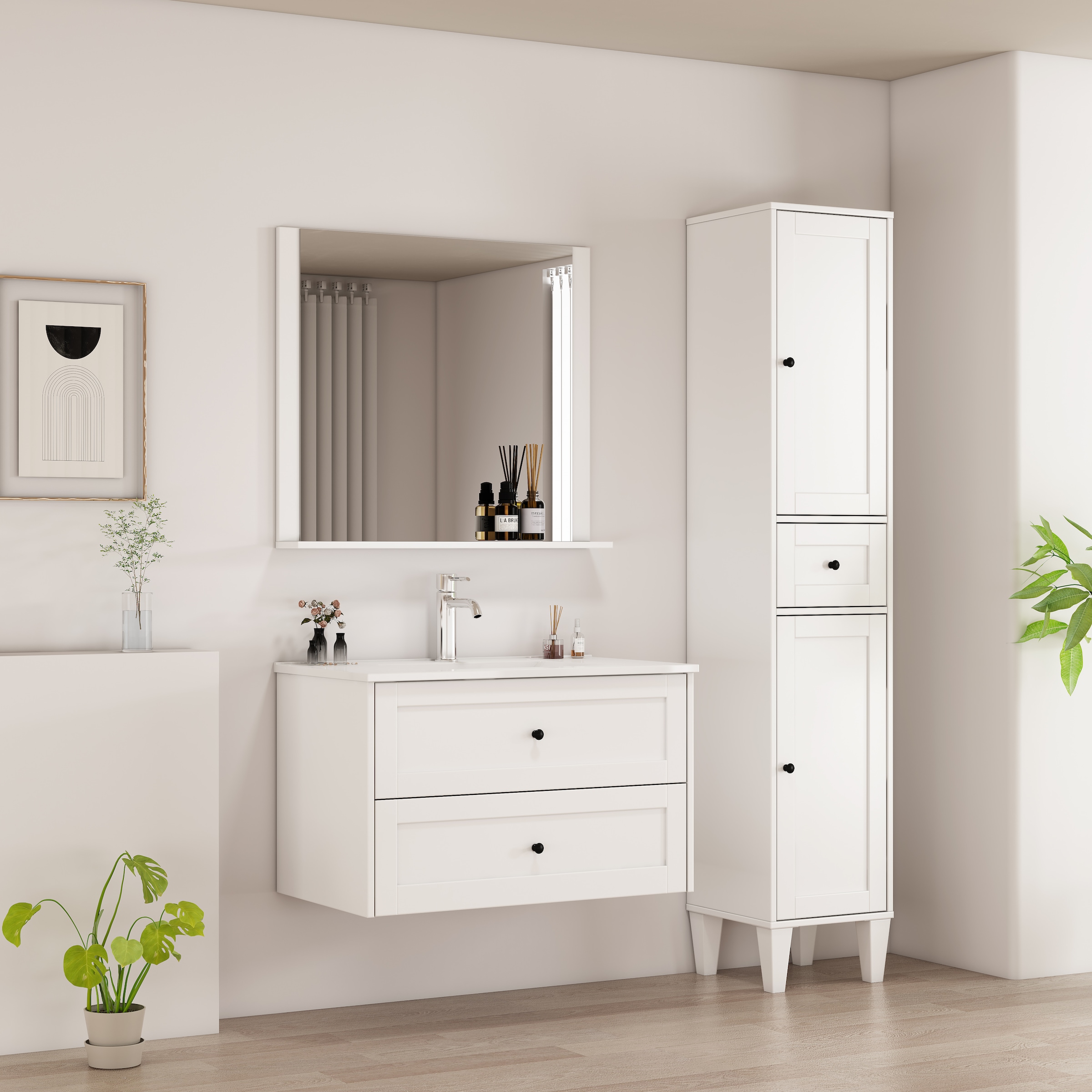 welltime Badspiegel »AMSTERDAM« in zwei Breiten 60cm, 80cm mit praktischer Ablagefläche