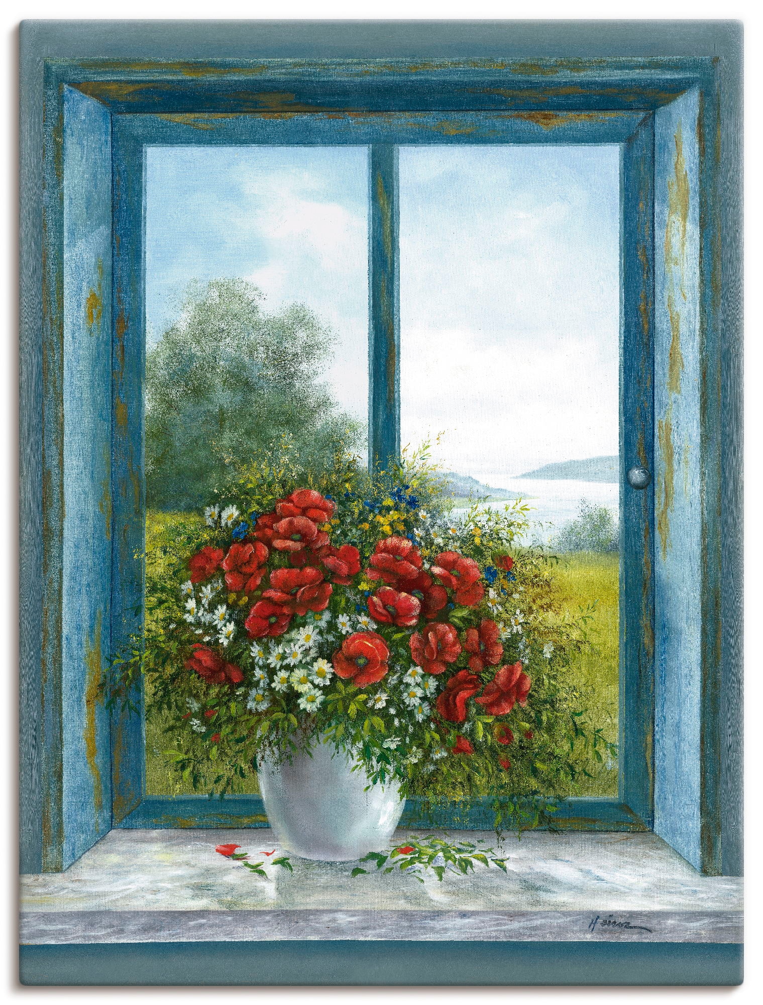 Artland Wandbild »Mohnblumen am Fenster«, Arrangements, (1 St.), als Alubild,  Leinwandbild, Wandaufkleber oder Poster in versch. Größen auf Rechnung  kaufen