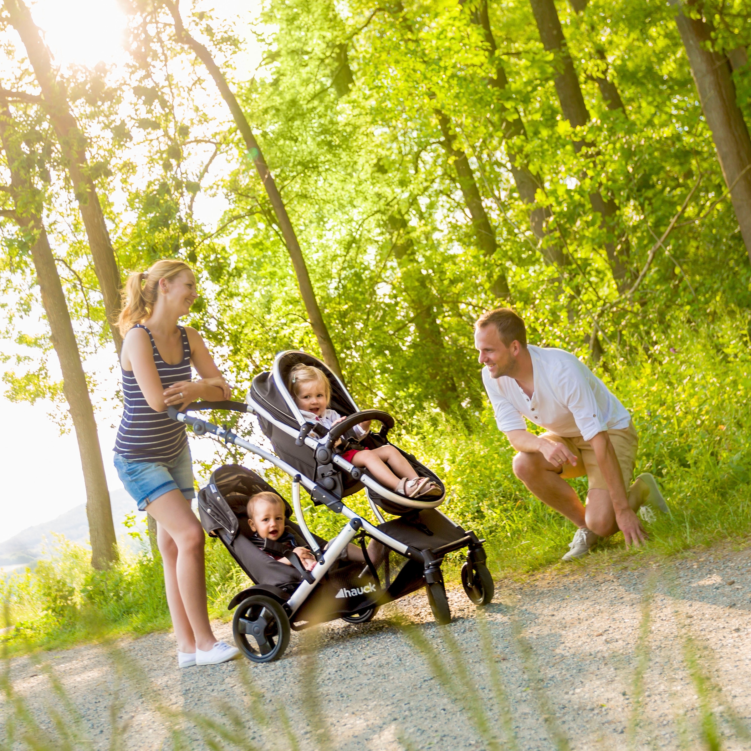 Hauck Geschwisterwagen »Duett 2 black«, 15 kg, mit Regenschutz, Kinderwagen