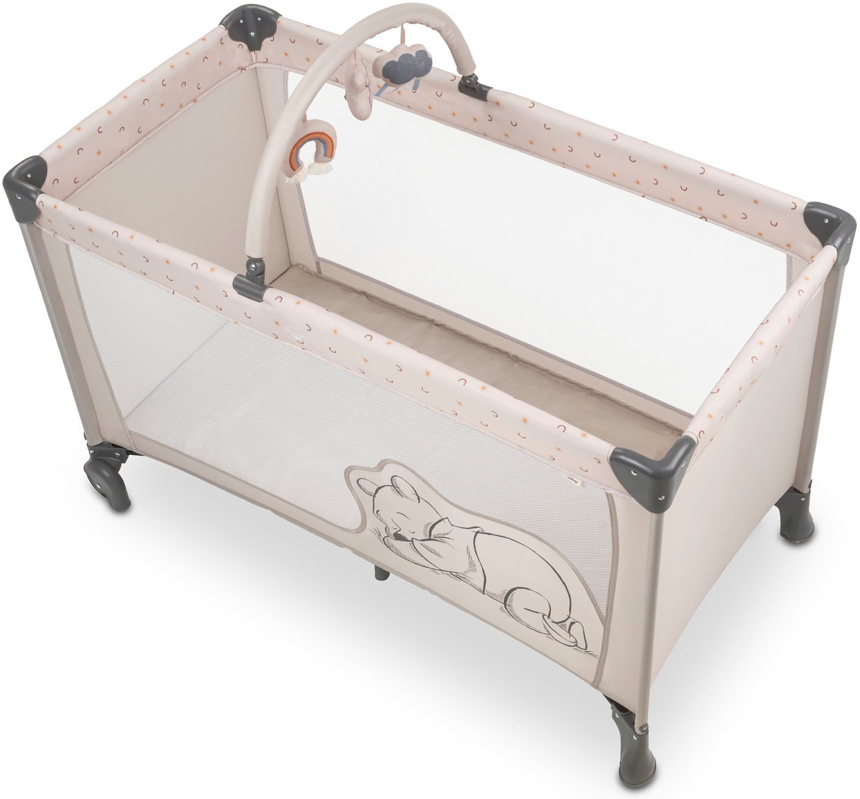 Hauck Baby-Reisebett »Dream N Play Go, Pooh Rainbow, beige«, inkl. Transporttasche