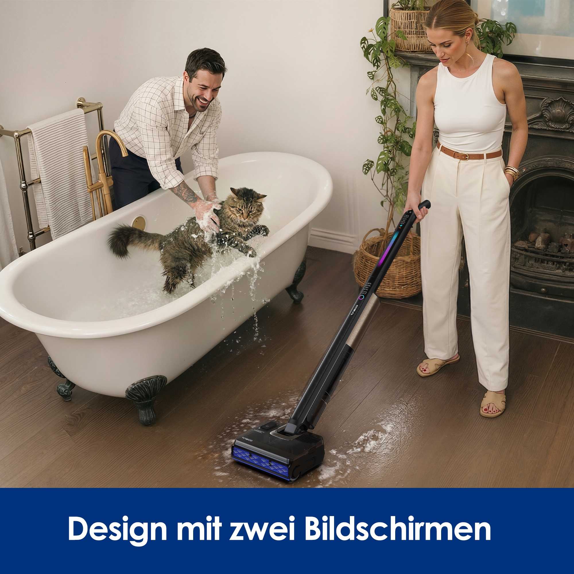 Tineco Nass-Trocken-Sauger »FLOOR ONE S7 Fold Elite, schlankes Design, 22.000pa, 70 Min Laufzeit« Auto-Anpassung der Saugleistung, 85° C Heißluft Trocknung, Knickgelenk