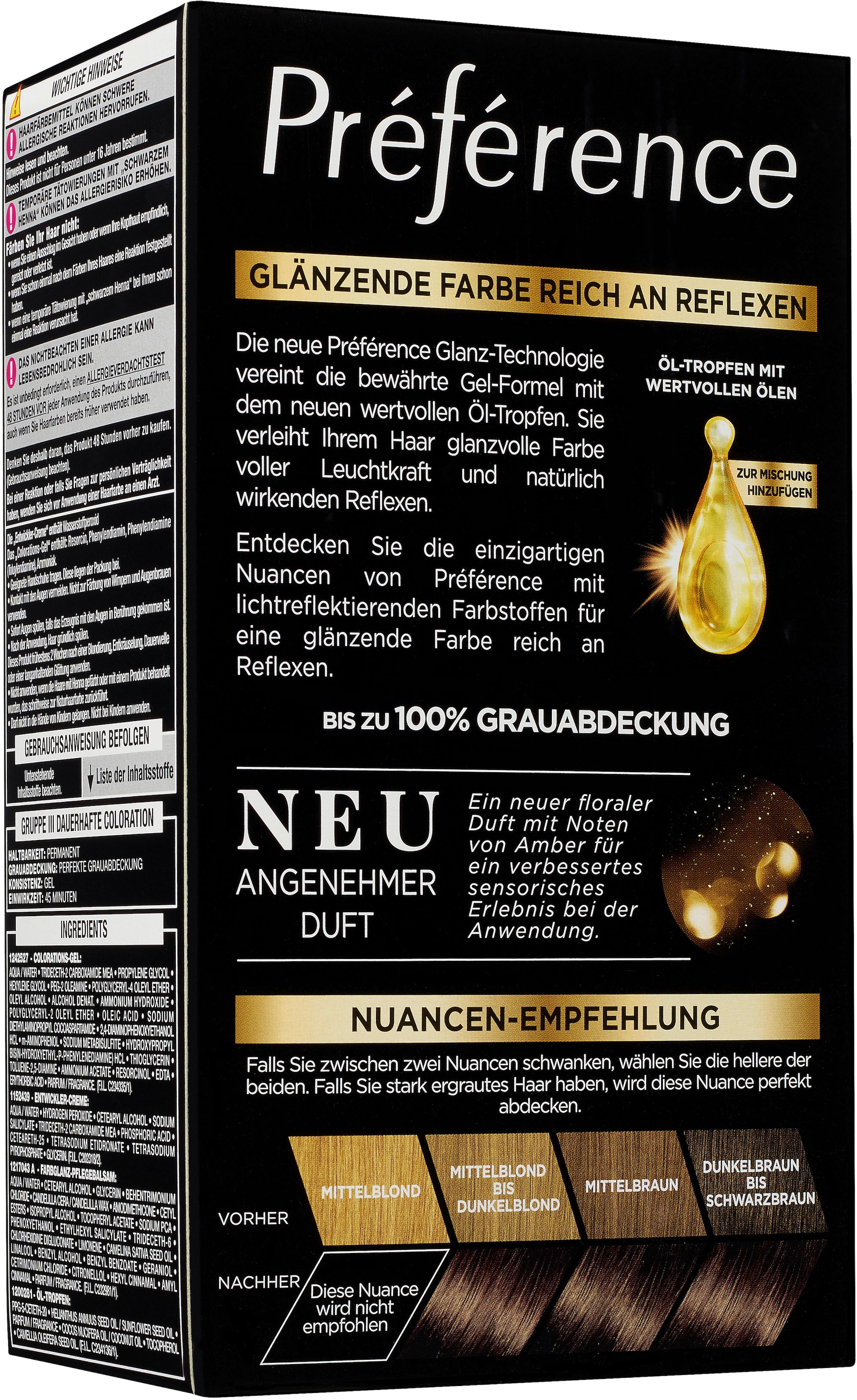 L'ORÉAL PARIS Coloration »Permanente Haarfarbe, Naturbraun«, (3 tlg.), mit pflegender Formel