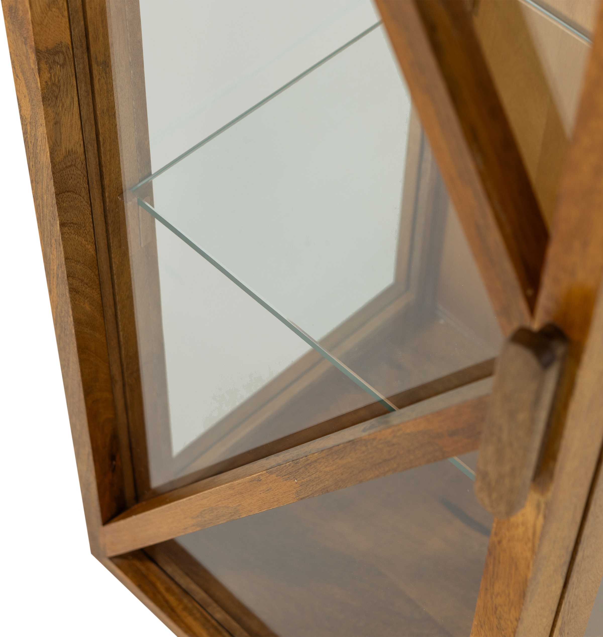WOOOD Vitrine »Kella Mangoholz mit Glastüren und Glaseinlegeböden 40 x 39 x 137 cm« Tragkraft 5–7 kg pro Glasboden, Wandbefestigung empfohlen