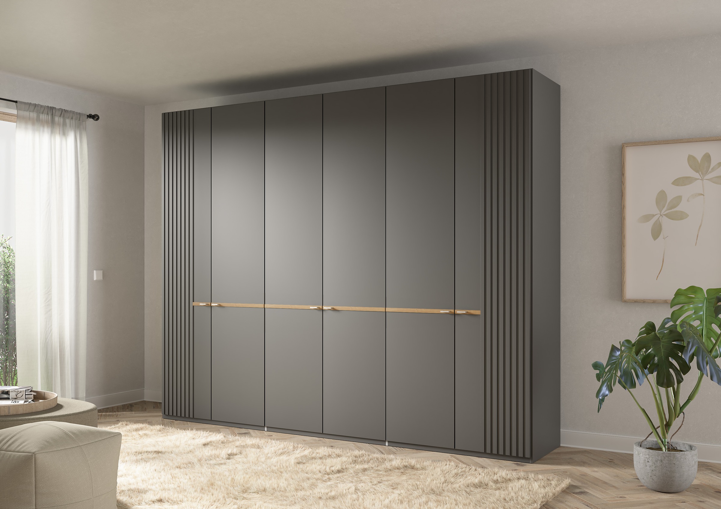 Musterring Drehtürenschrank »Isabelle«, Lamellen in Korpusfarbe, Griffe in silber, versch. Größen und Farben