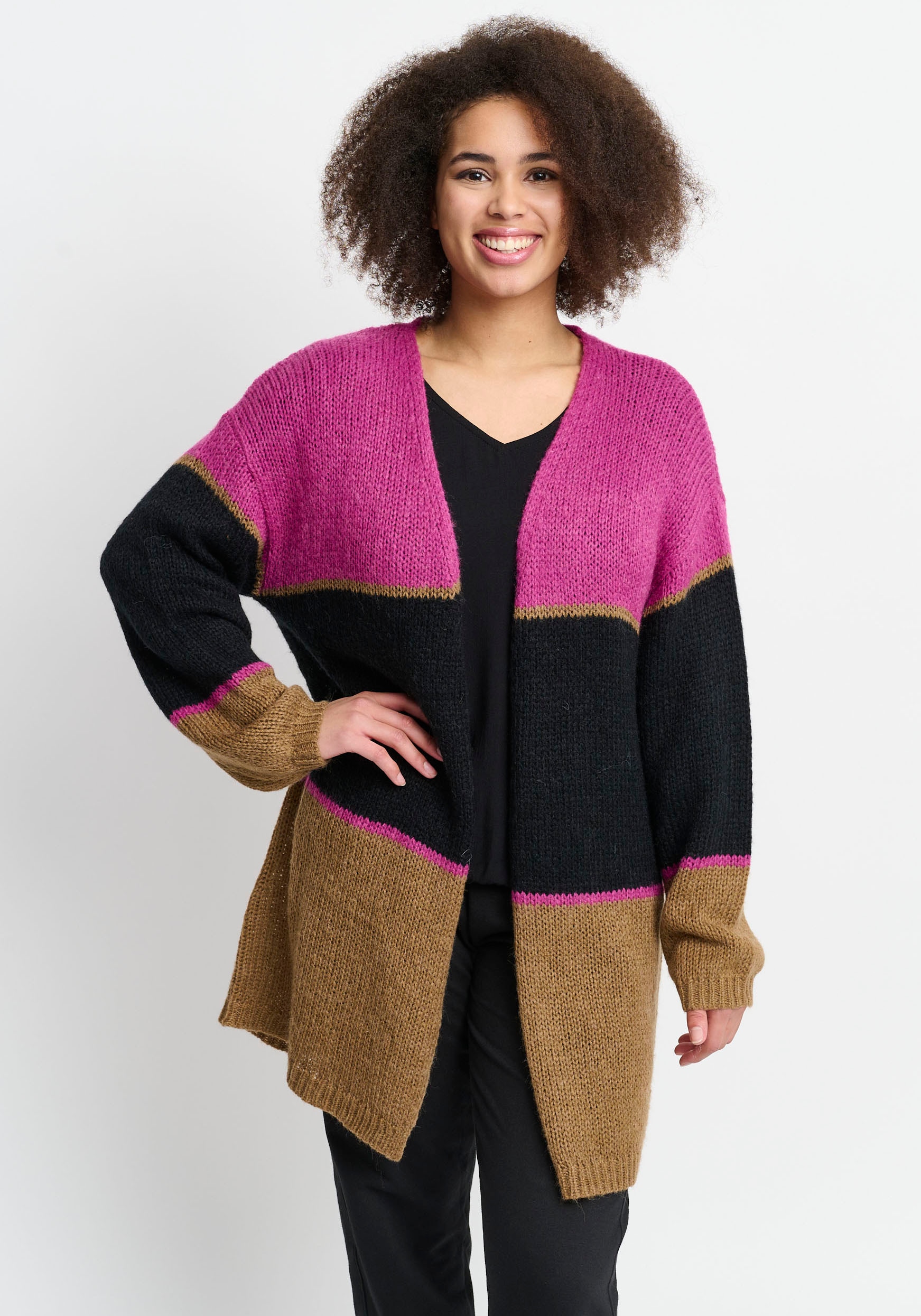 Longstrickjacke, mit Multi-Color Design