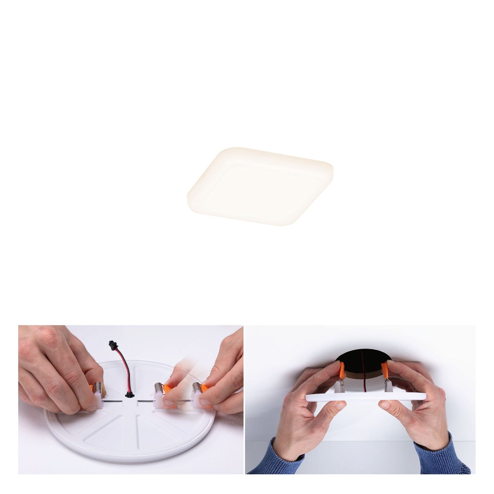 Paulmann LED Einbauleuchte »VariFit Veluna IP44 eckig 75x75mm 4,5W 360lm 3000K Satin«, 1 flammig, Einbaupanel