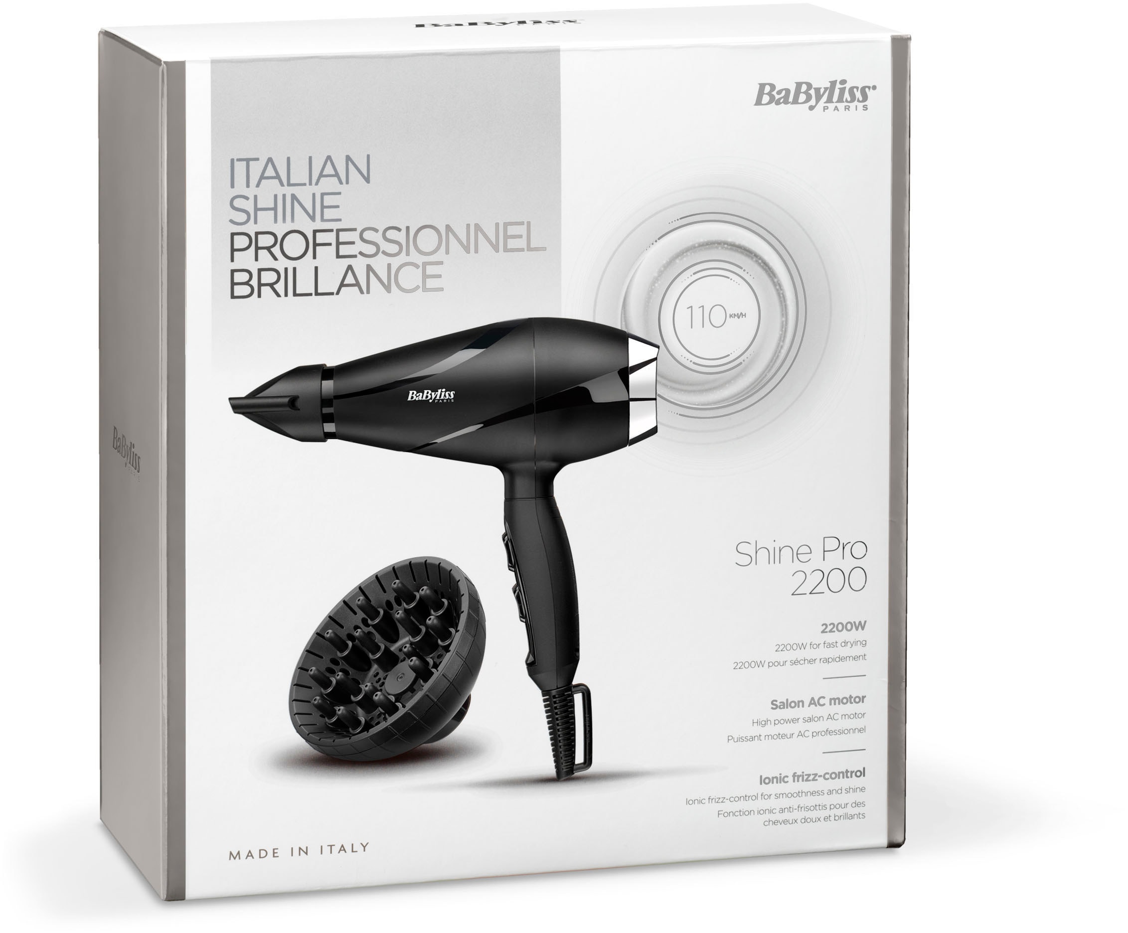 BaByliss Ionic-Haartrockner »6713DE Pro Shine«, 2200 W, 2 Aufsätze, AC  Haartrockner mit Diffusor mit 3 Jahren XXL Garantie | Föhn