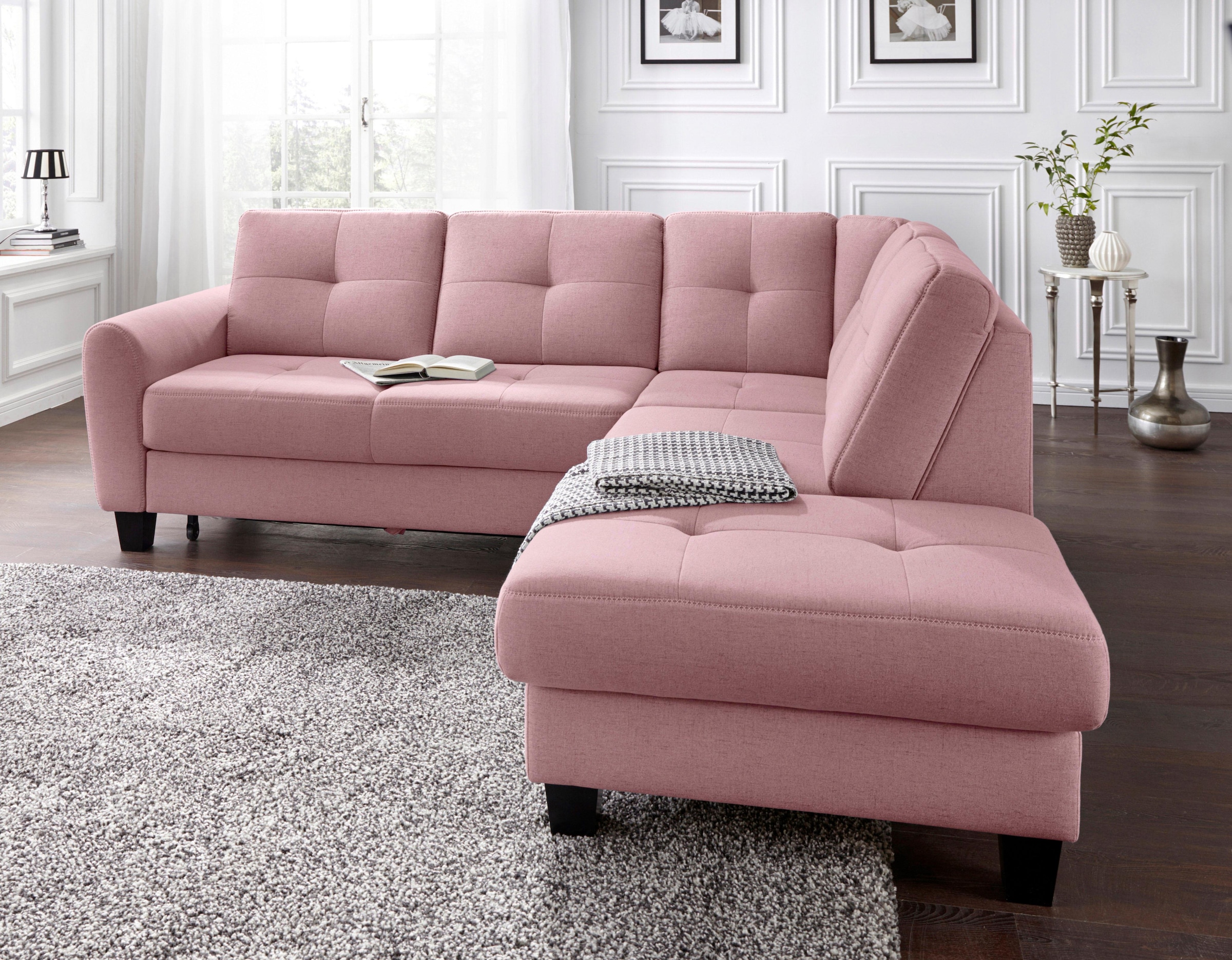 sit&more Ecksofa »Varese L-Form«, mit Federkern, wahlweise mit Bettfunktion und Stauraum