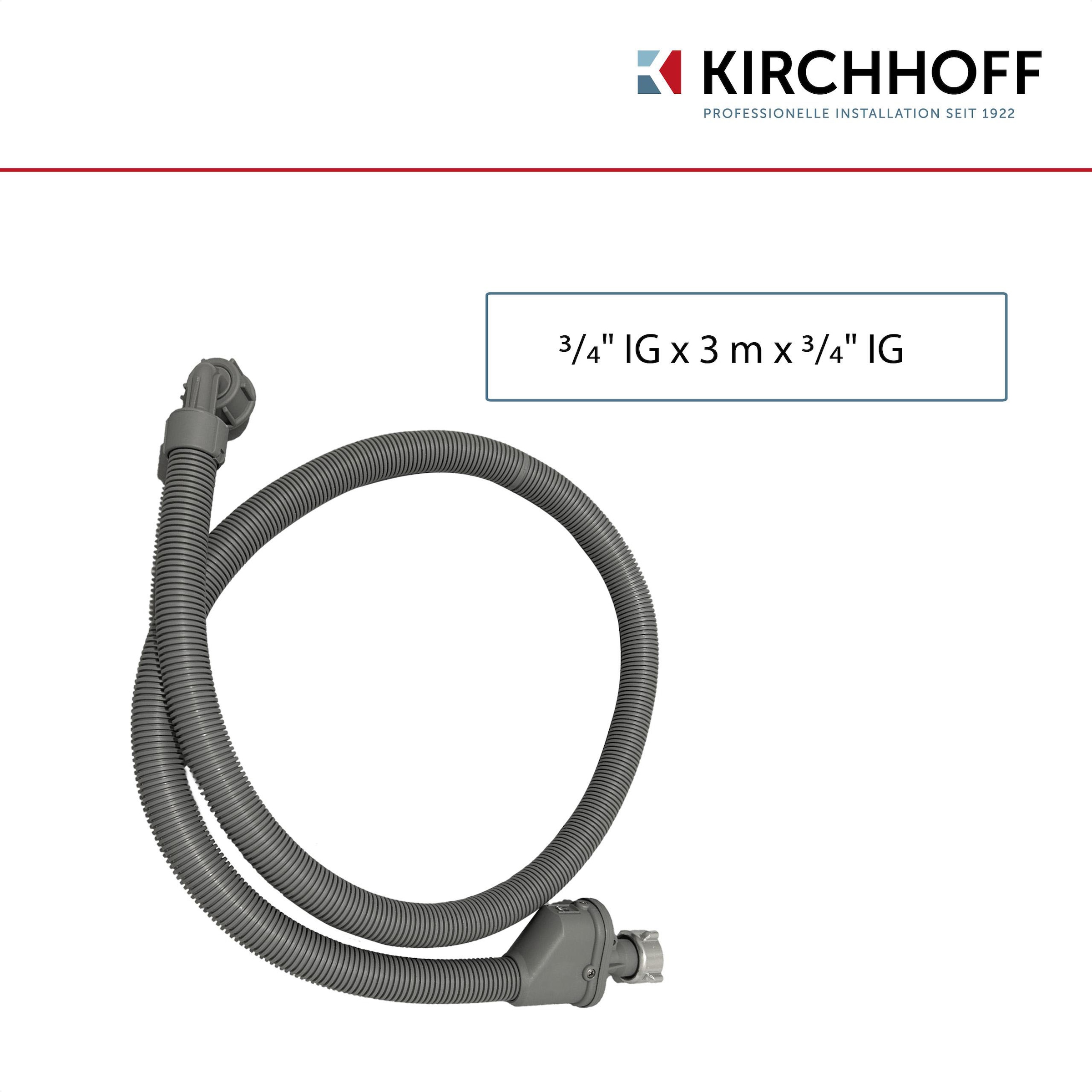 Kirchhoff Zulaufschlauch, Sicherheits-Zulaufschlauch, 3/4"IG x 3 m x 3/4"IG, 10bar/90°C