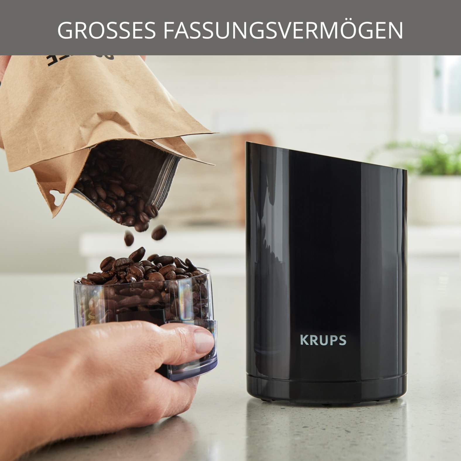 Krups Kaffeemühle »F20342« 200 W Schlagmesser 85 gBohnenbehälter fein bis grob, 12-Tassen Fassungsvermögen, robuste Edelstahlklingen