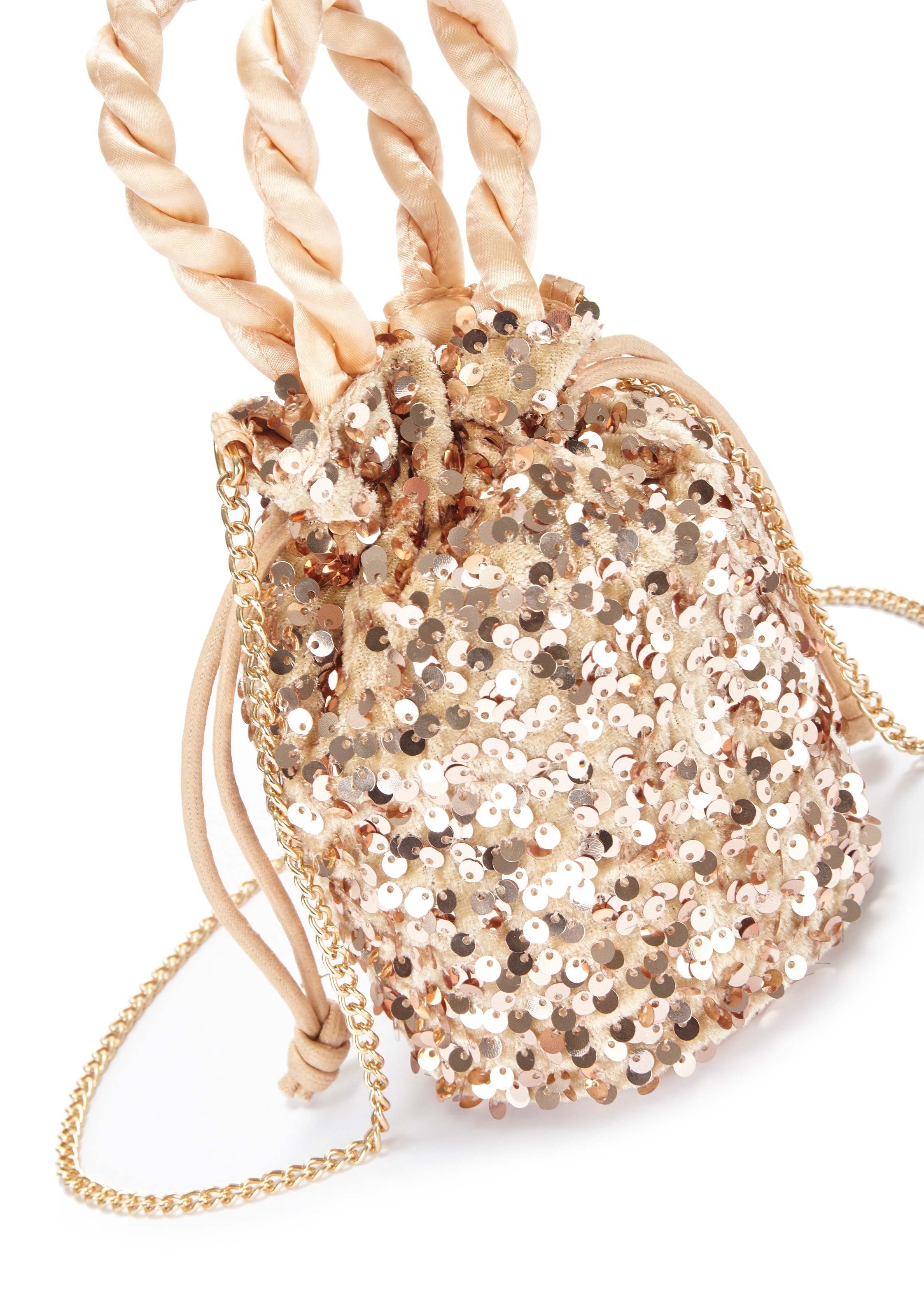 Vivance Umhängetasche, Beuteltasche, Partytasche mit Glitzer, Schultertasche, Minibag, VEGAN