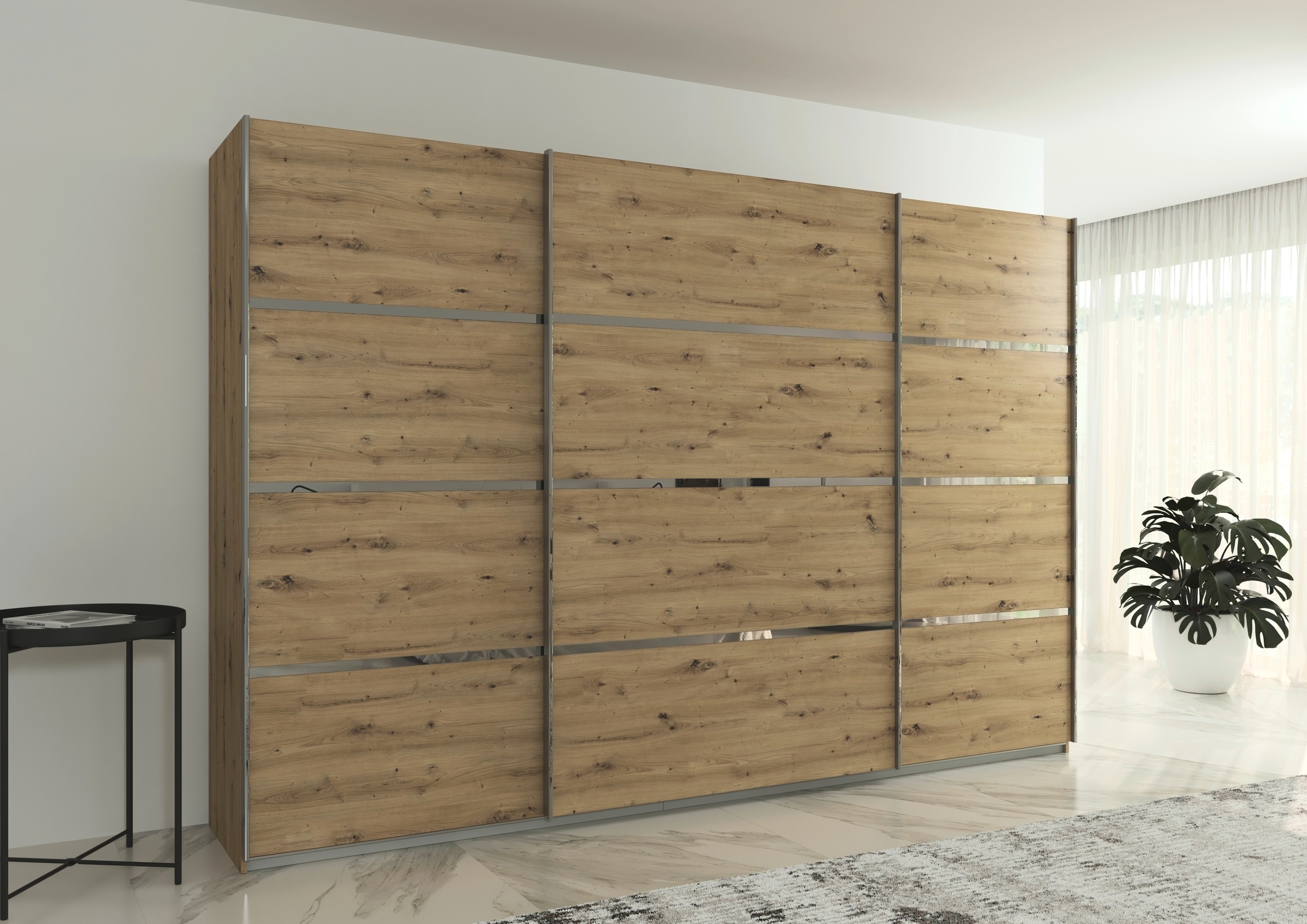 rauch Kleiderschrank »Schwebetürenschrank OTTO´s Choice Garderobe Schrank TOP ANGEBOT Avola«, (in 3 verschiedenen Ausstattungen BASIC/CLASSIC/PREMIUM), mit eleganten Zierleisten in Chrom, Schwarz oder Weiß MADE IN GERMANY