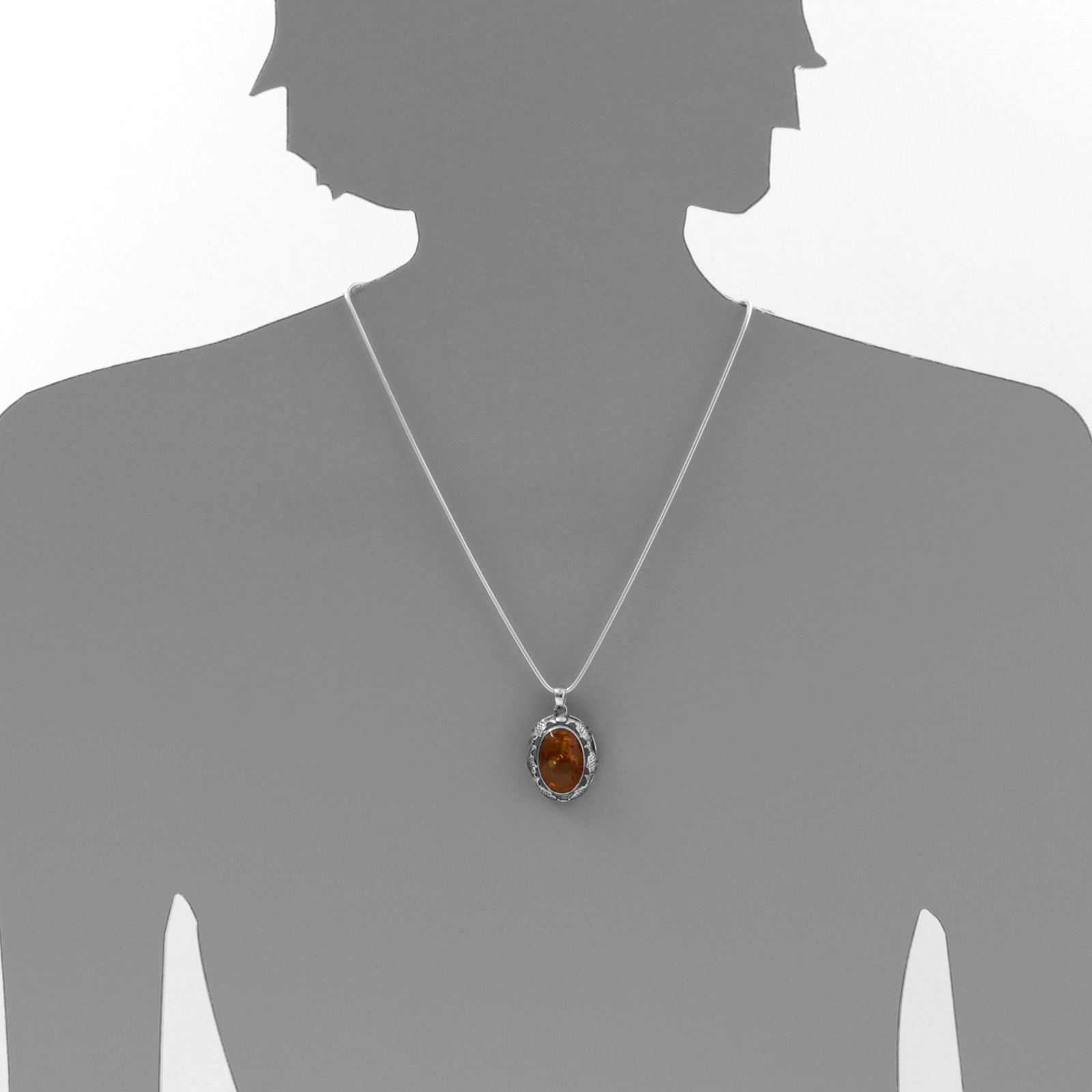 OSTSEE-SCHMUCK Kette mit Anhänger »- Fischland 41x25 mm - Silber 925/000 - Bernstein«
