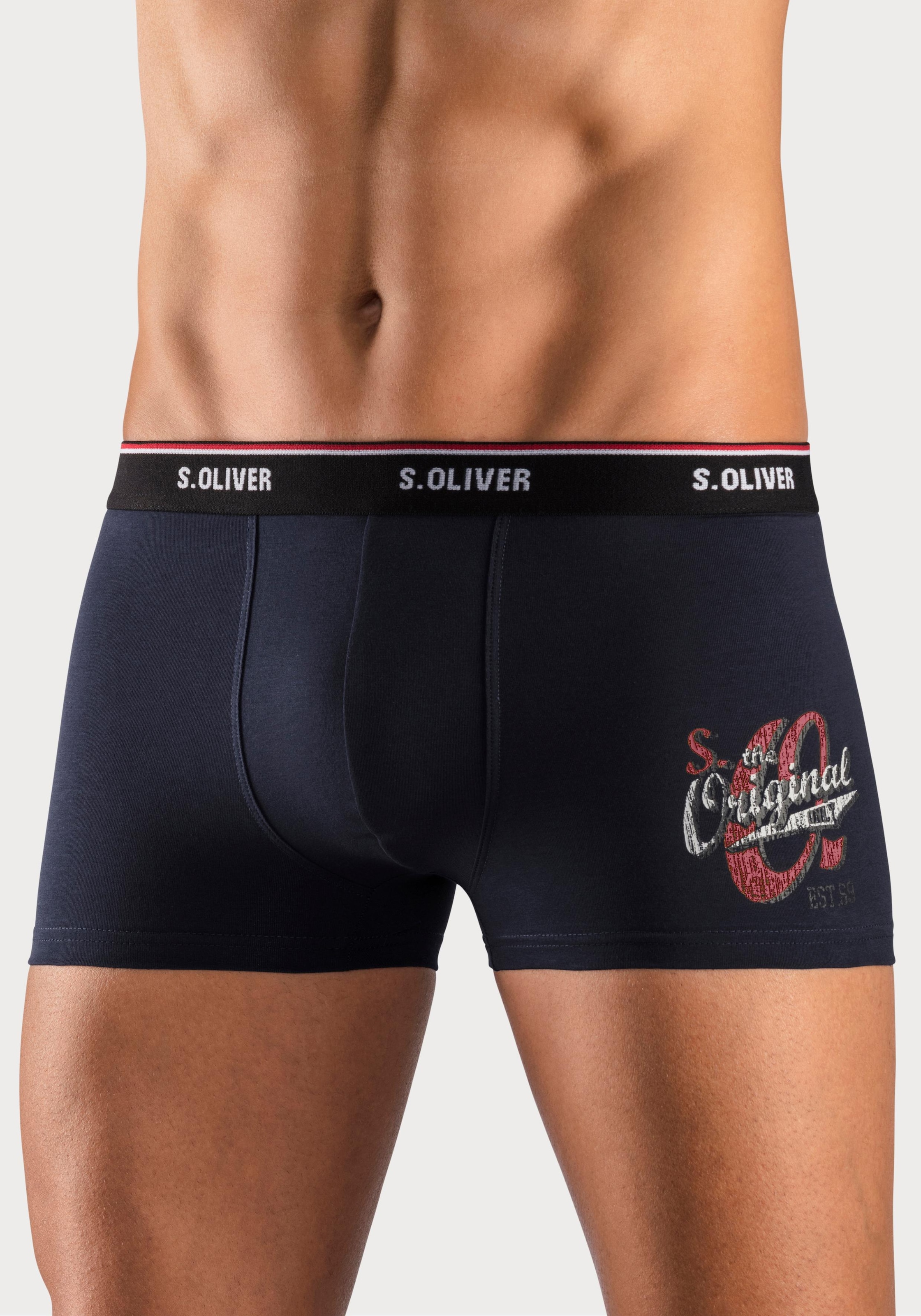 s.Oliver Boxer »Boxershorts für Herren«, (Packung, 3 St.), mit Print auf dem Bein