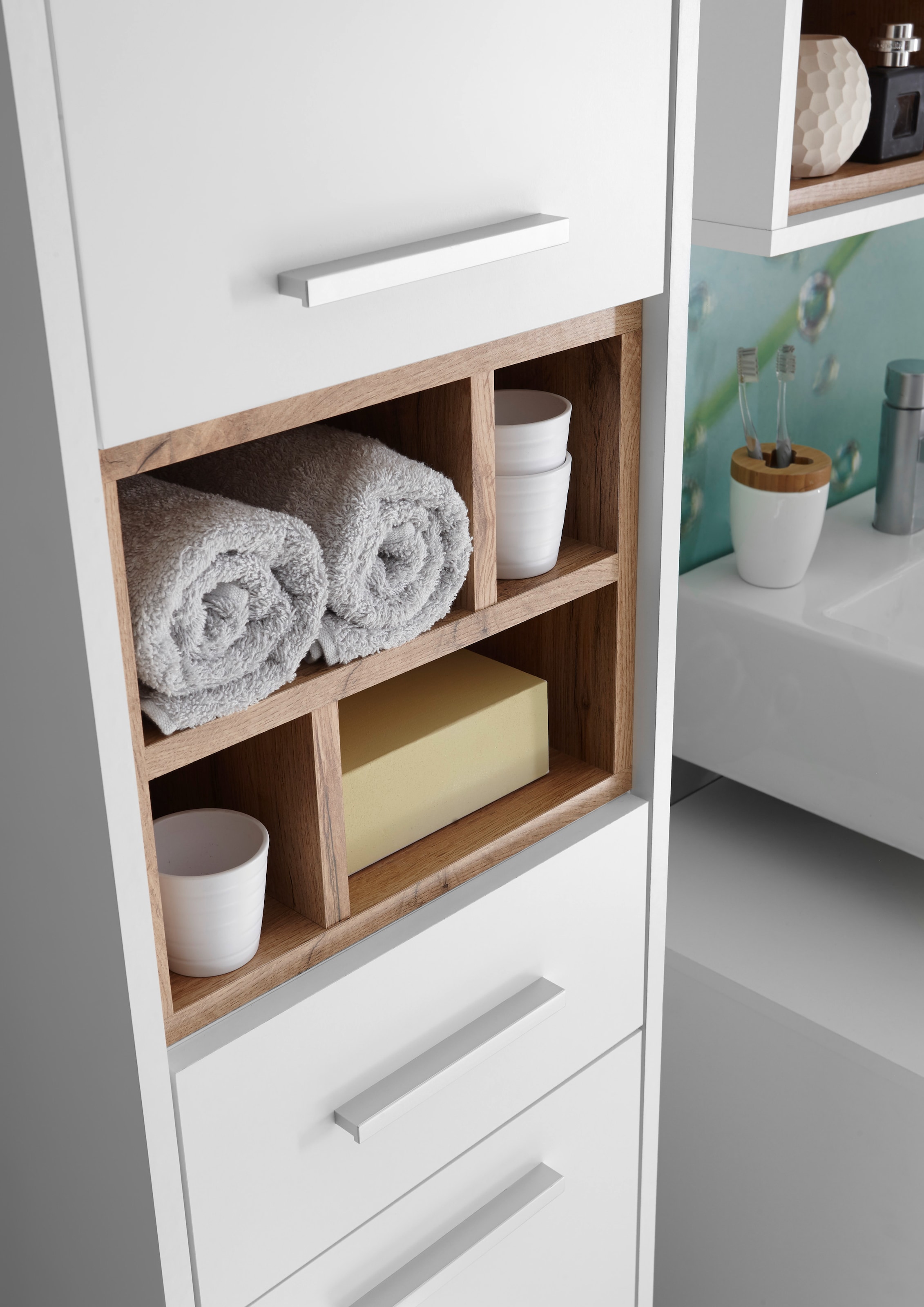 BASIC by Balculina Badmöbel-Set »Mila, Badezimmerset BxHxT 156x191x40 cm« 5 Stk. tlg.