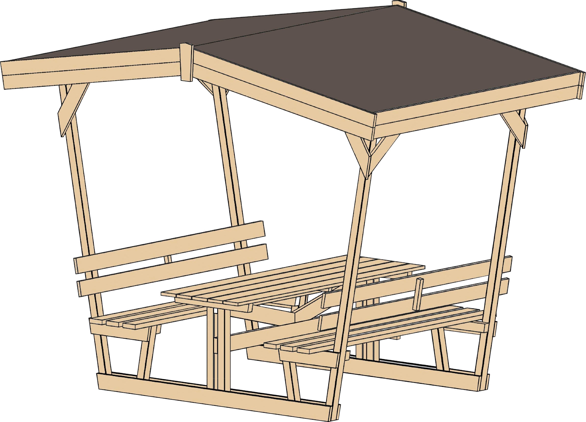 Sitzlaube »662«, Holzpavillon, inkl. Tisch und Bänke, BxTxH: 300x203x238 cm