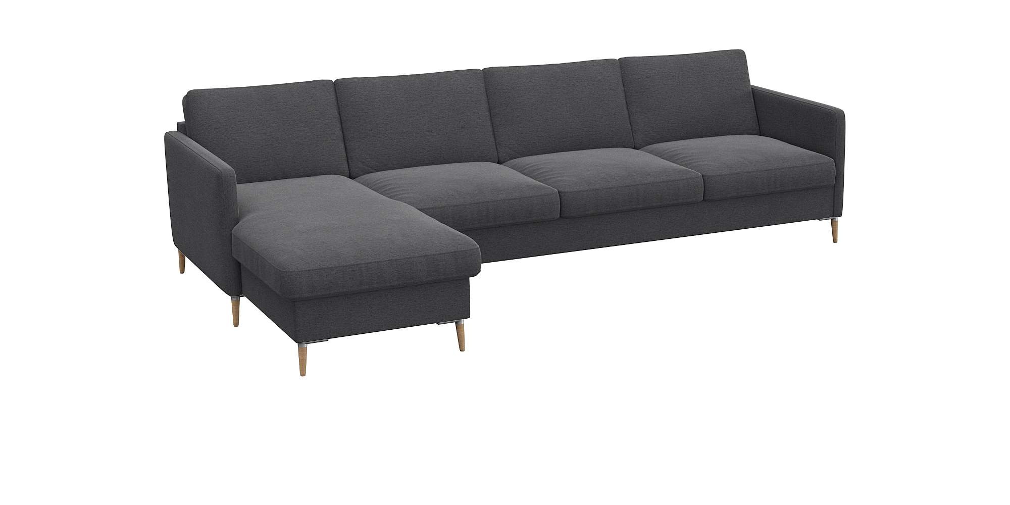 FLEXLUX Ecksofa »Fiore, super Sitzkomfort durch Kaltschaum im Sitz, L-Form«, schmale Armlehnen, Füße Alu+ Eiche
