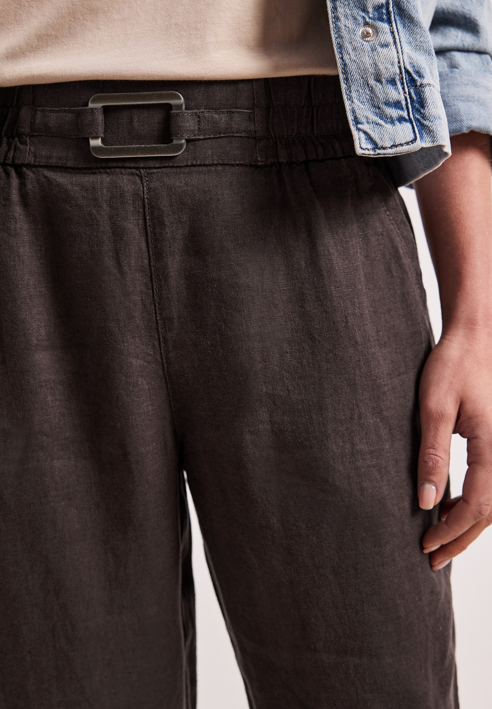 STREET ONE Leinenhose »Style Bonny«  Slim Leg Hose aus Leinen mit Schnalle