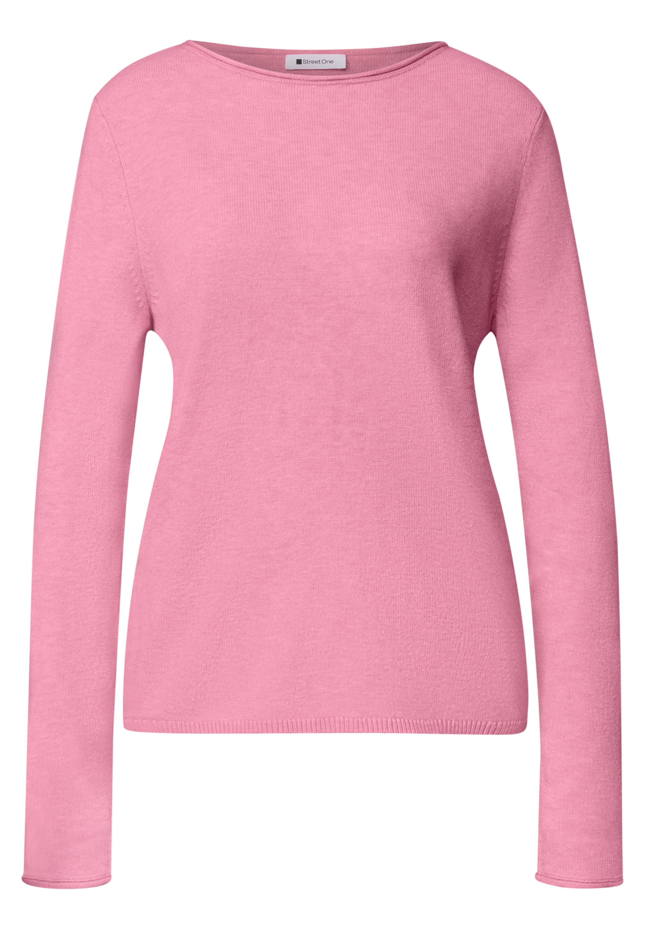 STREET ONE Strickpullover mit Boat Neck und Rollkanten / mit Viskose