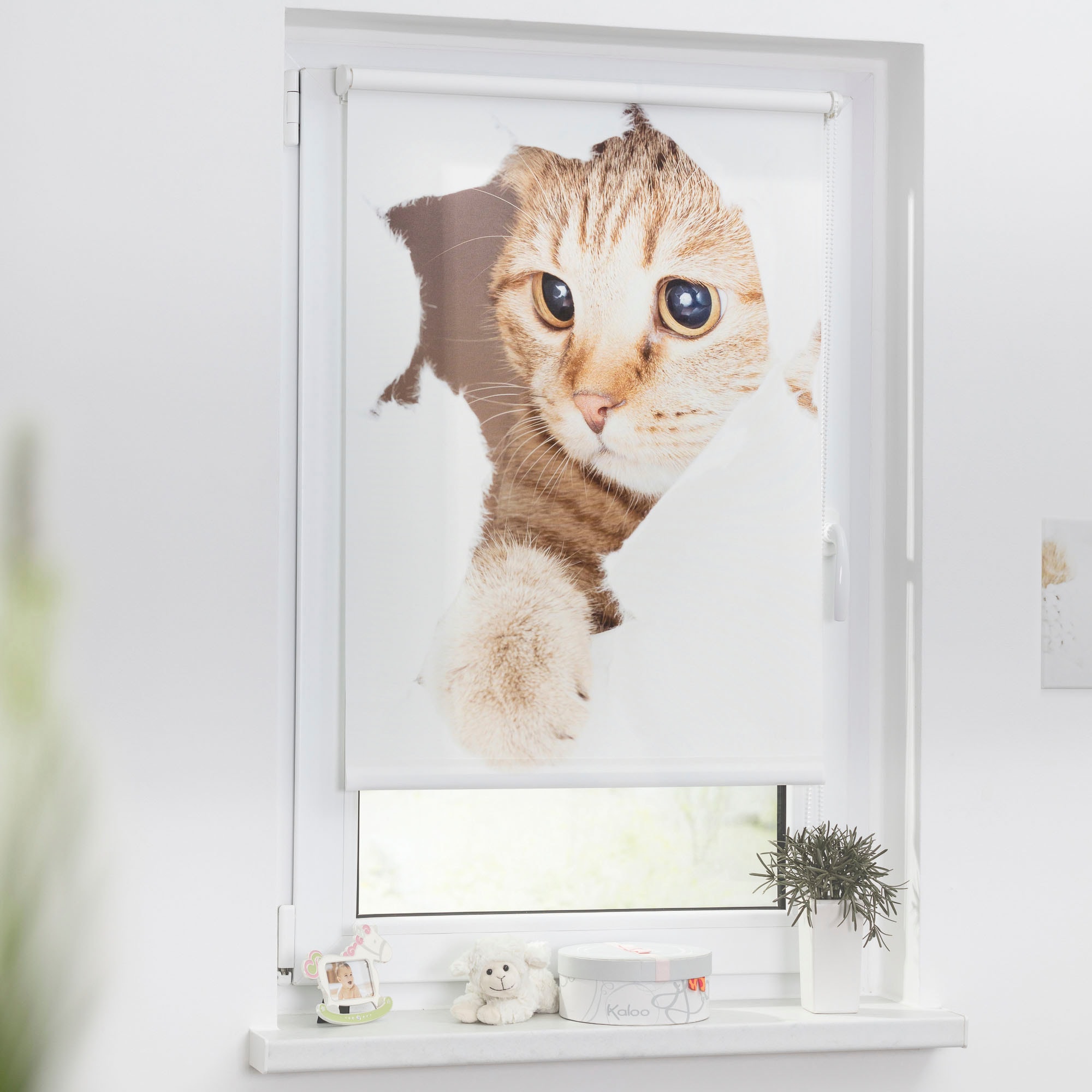 LICHTBLICK ORIGINAL Seitenzugrollo »Klemmfix Digital Katze«, verdunkelnd, energiesparend, ohne Bohren, freihängend, bedruckt