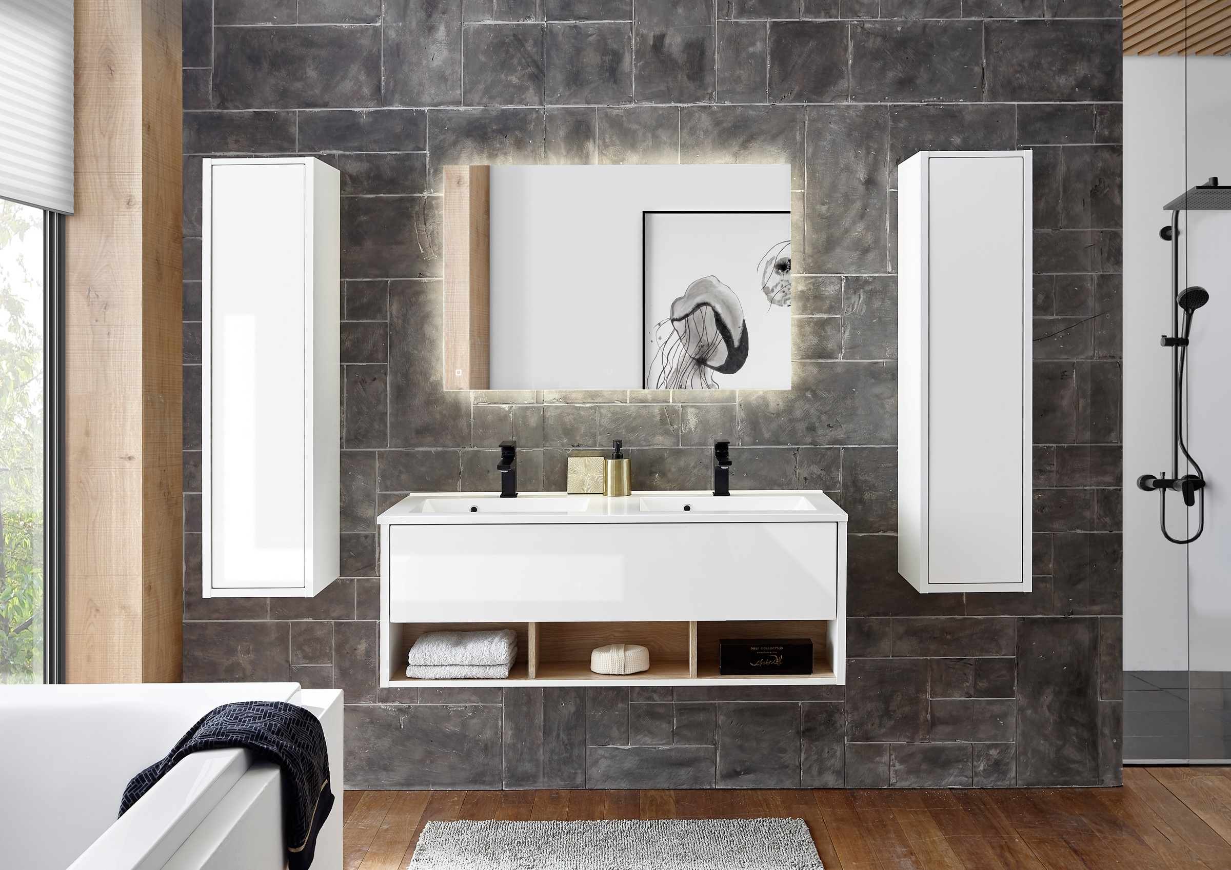 PLACES OF STYLE Badmöbel-Set »Studio Line, Bad im modernen Design, 4-teiliges Badezimmer« 4 Stk. tlg.