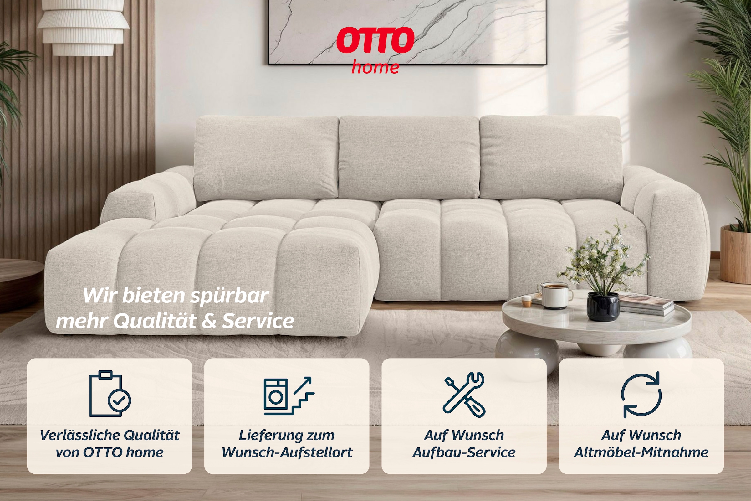 OTTO home Ecksofa »AZITA L-Form, 270 cm - OTTO. Verlässliche Qualität.« wahlweise als Schlafsofa m. Bettkasten, Bubble-Optik