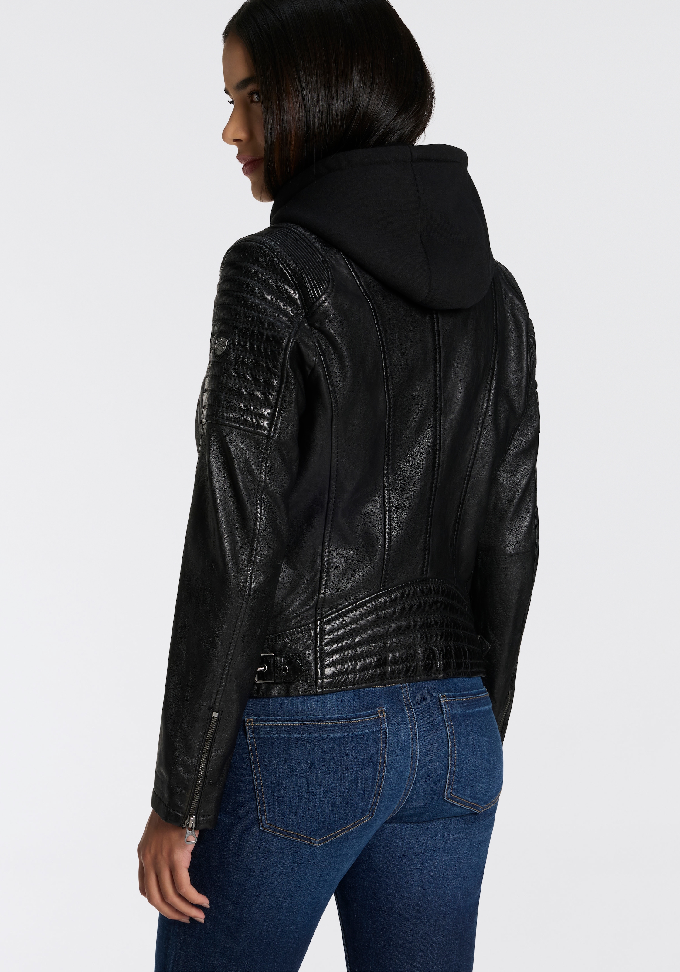 Mauritius Bikerjacke »SAMINA«, mit Kapuze, 2-in-1-Jacke - mit abnehmbarem Kapuzen-Sweat-Einsatz