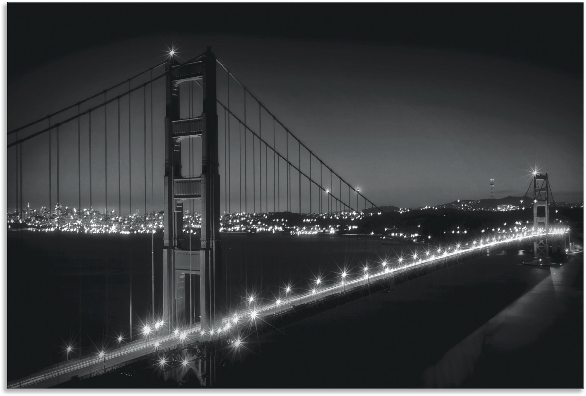 Artland Wandbild »Golden Gate Poster (1 Raten oder in kaufen Alubild, St.), als Francisco, Größen Abend«, am Leinwandbild, San auf Bridge versch. Wandaufkleber