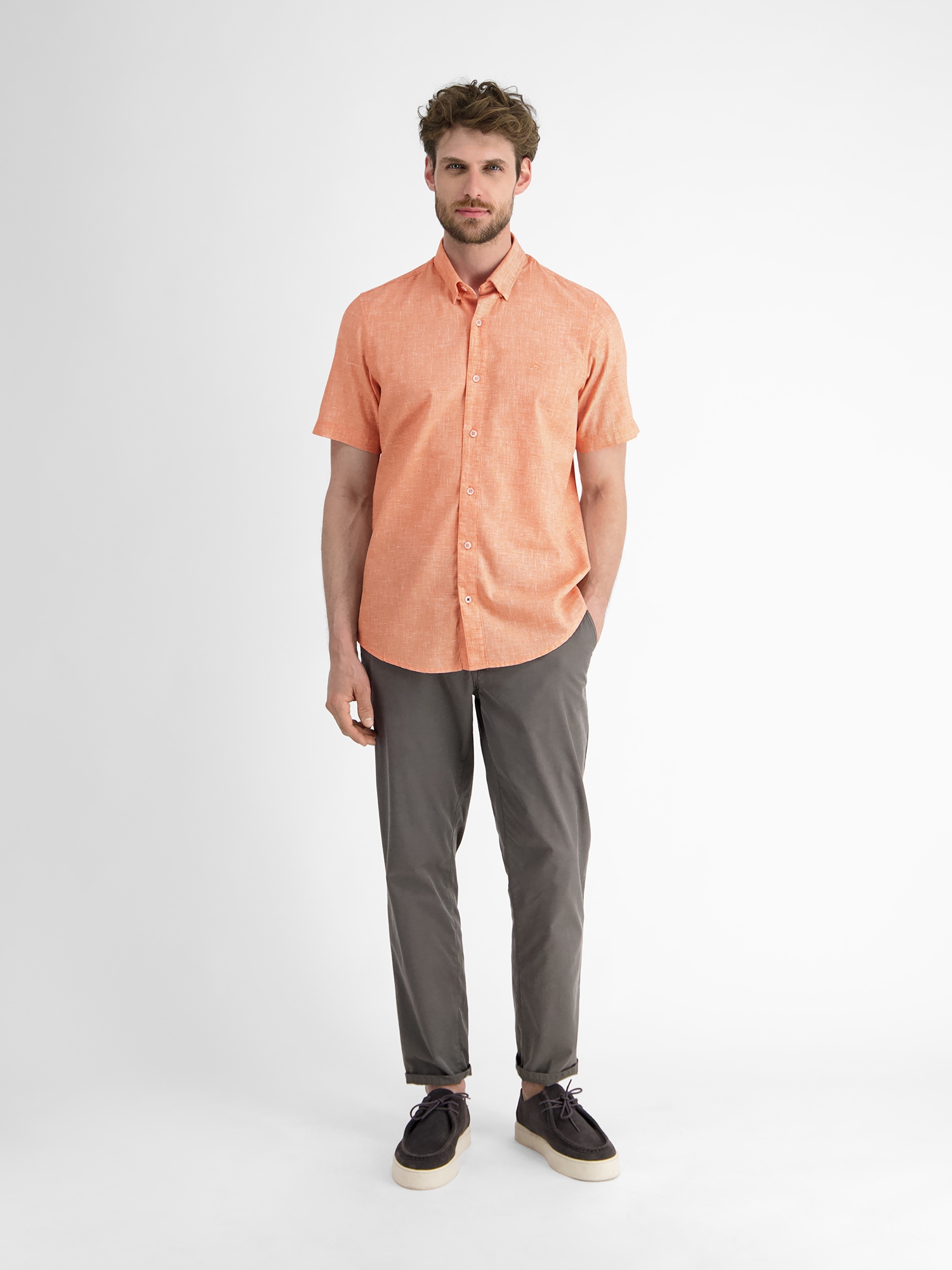 LERROS Kurzarmhemd »LERROS Kurzarmhemd mit verdecktem Button-down-Kragen«