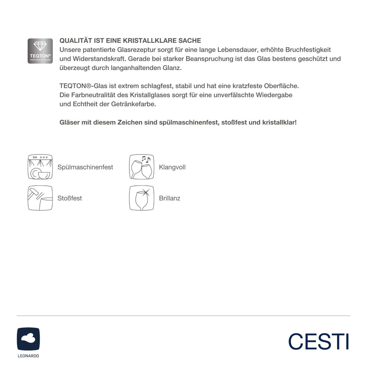 LEONARDO Weißweinglas »Rieslinggläser CESTI + Poliertuch« 6 Riesling-Gläser mit Poliertuch
