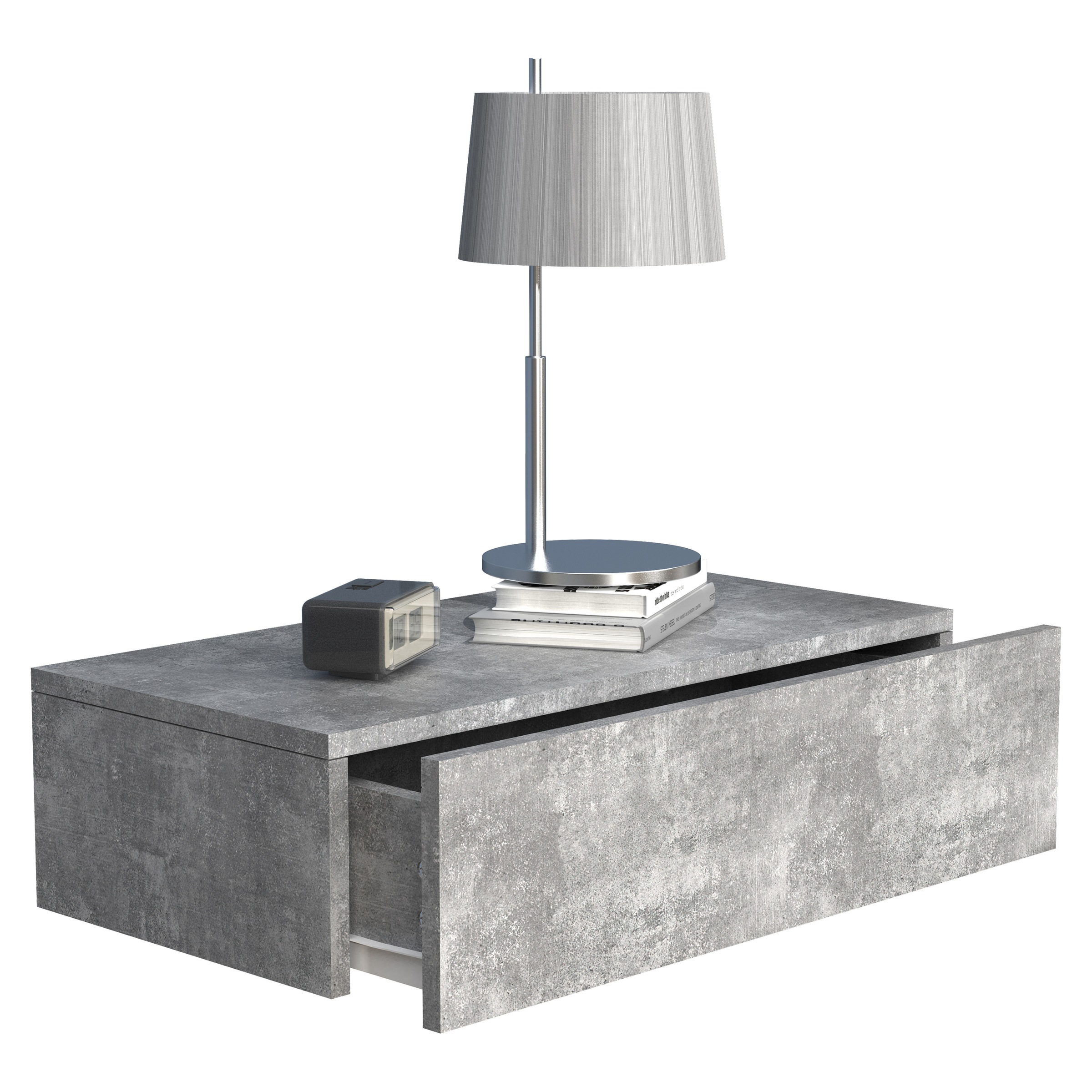 VCM Wooden wall hanging bedside table Usal M 60 cm in Grey