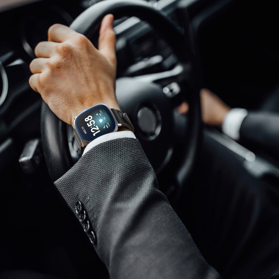 Silikon, Garantie Hama ➥ Fitbit Smartwatch-Armband XXL Jahre 3 Versa 22mm, und UNIVERSAL 21cm« »Ersatzarmband für Leder Sense, 3, |